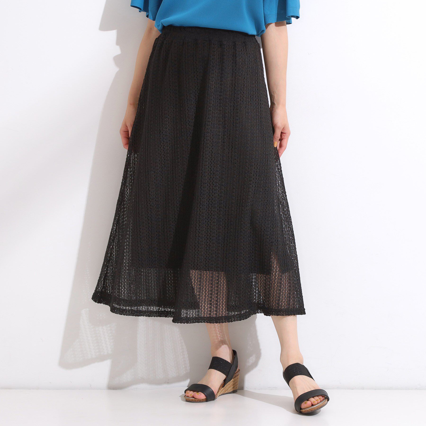 SHOO･LA･RUE「【2WAY】裏地を外してレイヤードにも! レース調スカート」|スカート|