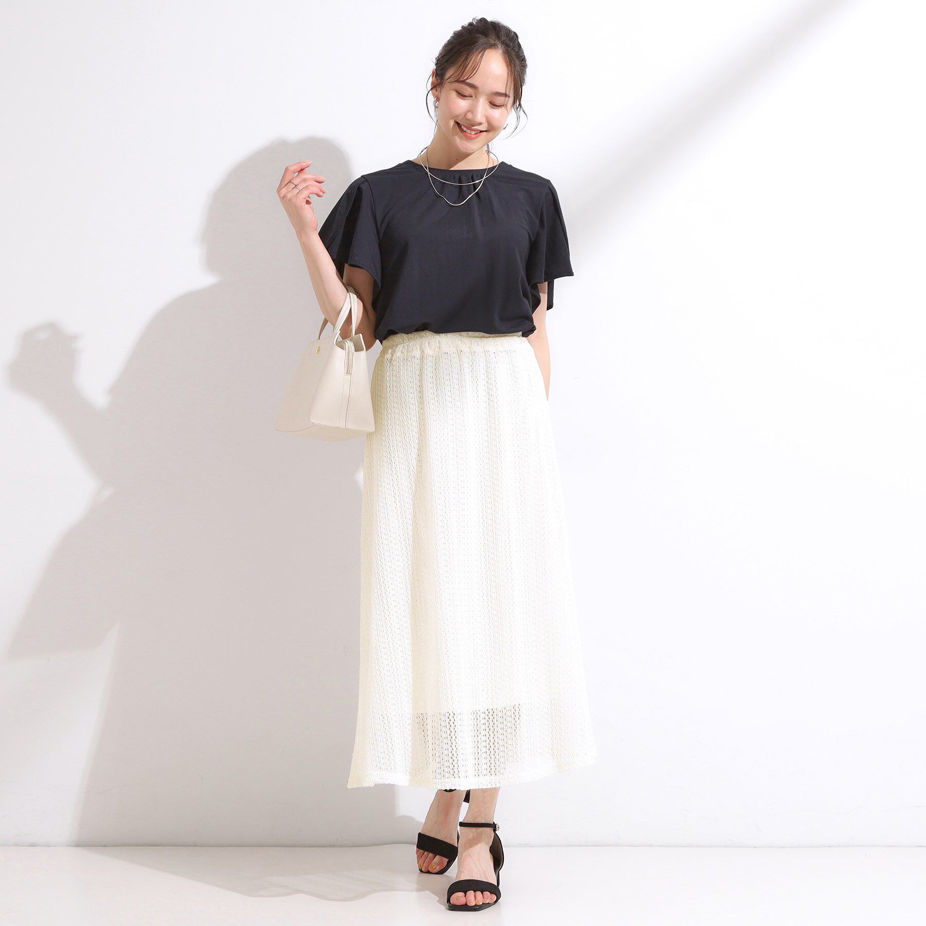 SHOO･LA･RUE「【2WAY】裏地を外してレイヤードにも! レース調スカート」|スカート|