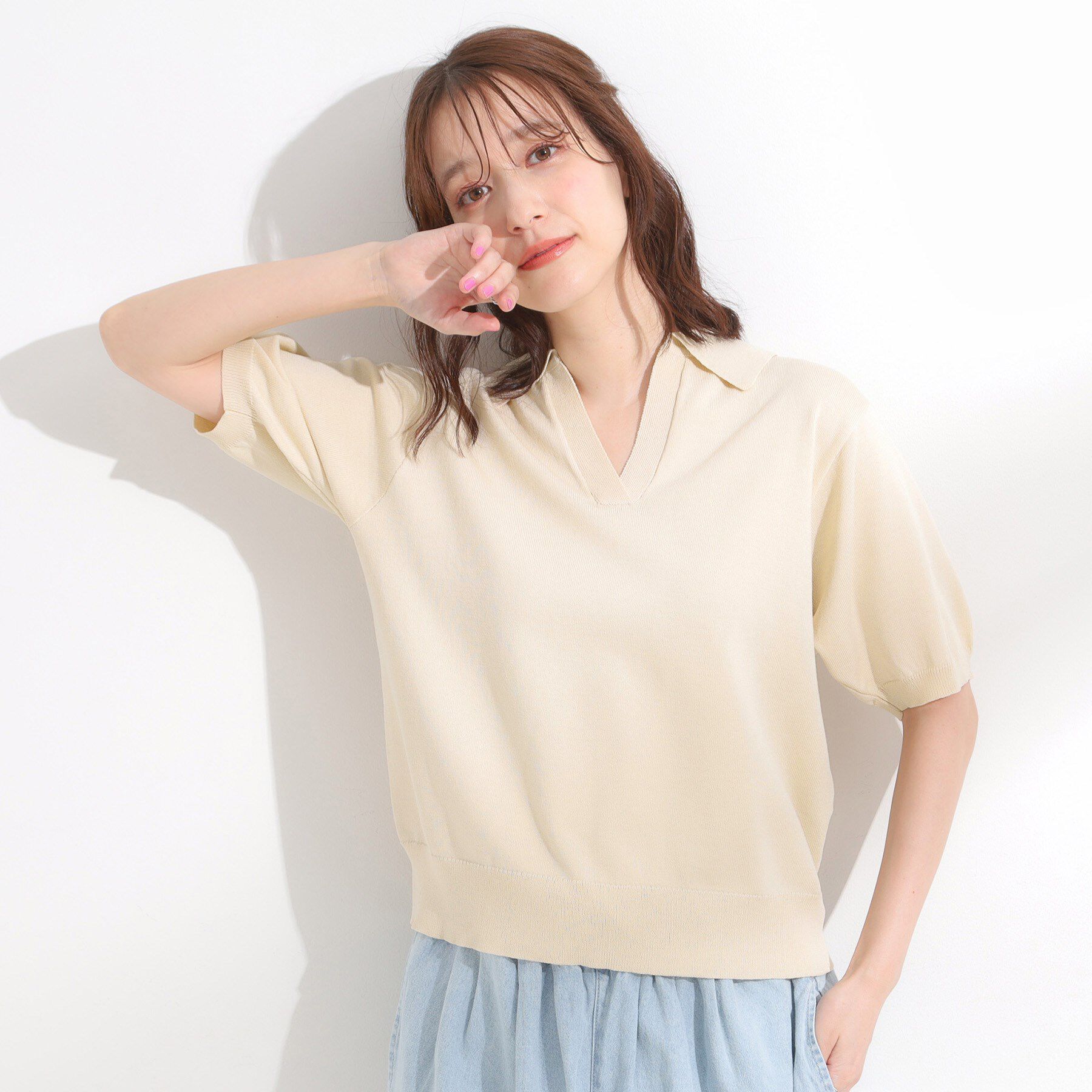 SHOO･LA･RUE「【S-LL/洗える】大人の抜け感 スキッパーニット」|ニット・セーター|