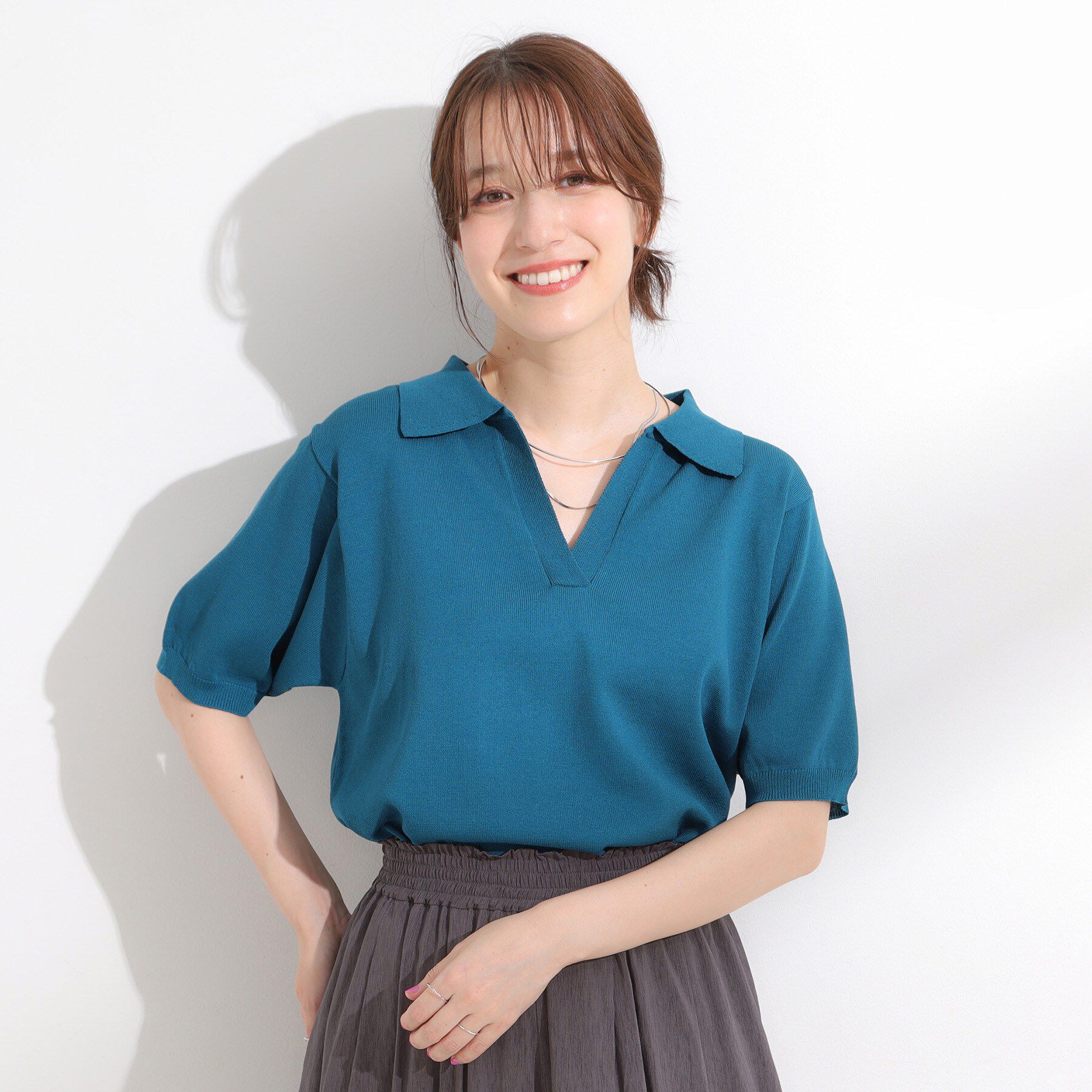 SHOO･LA･RUE「【S-LL/洗える】大人の抜け感 スキッパーニット」|ニット・セーター|