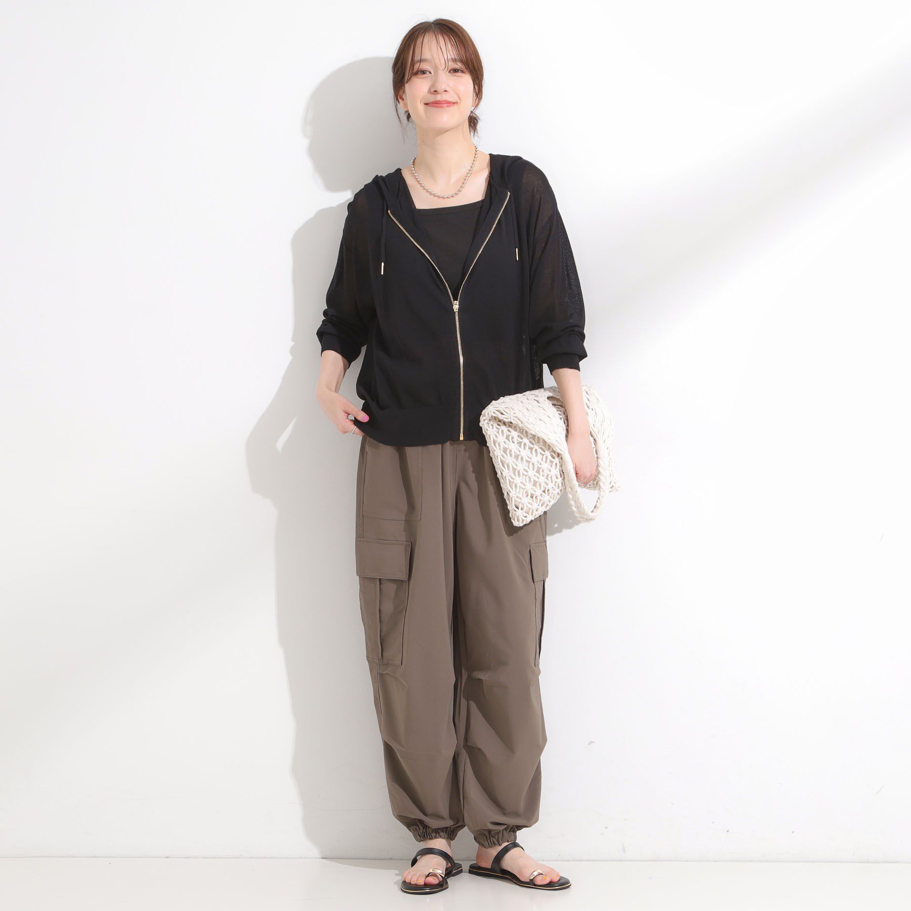 SHOO･LA･RUE「冷房対策にも 上品なシアー感のニットパーカ」|カーディガン|