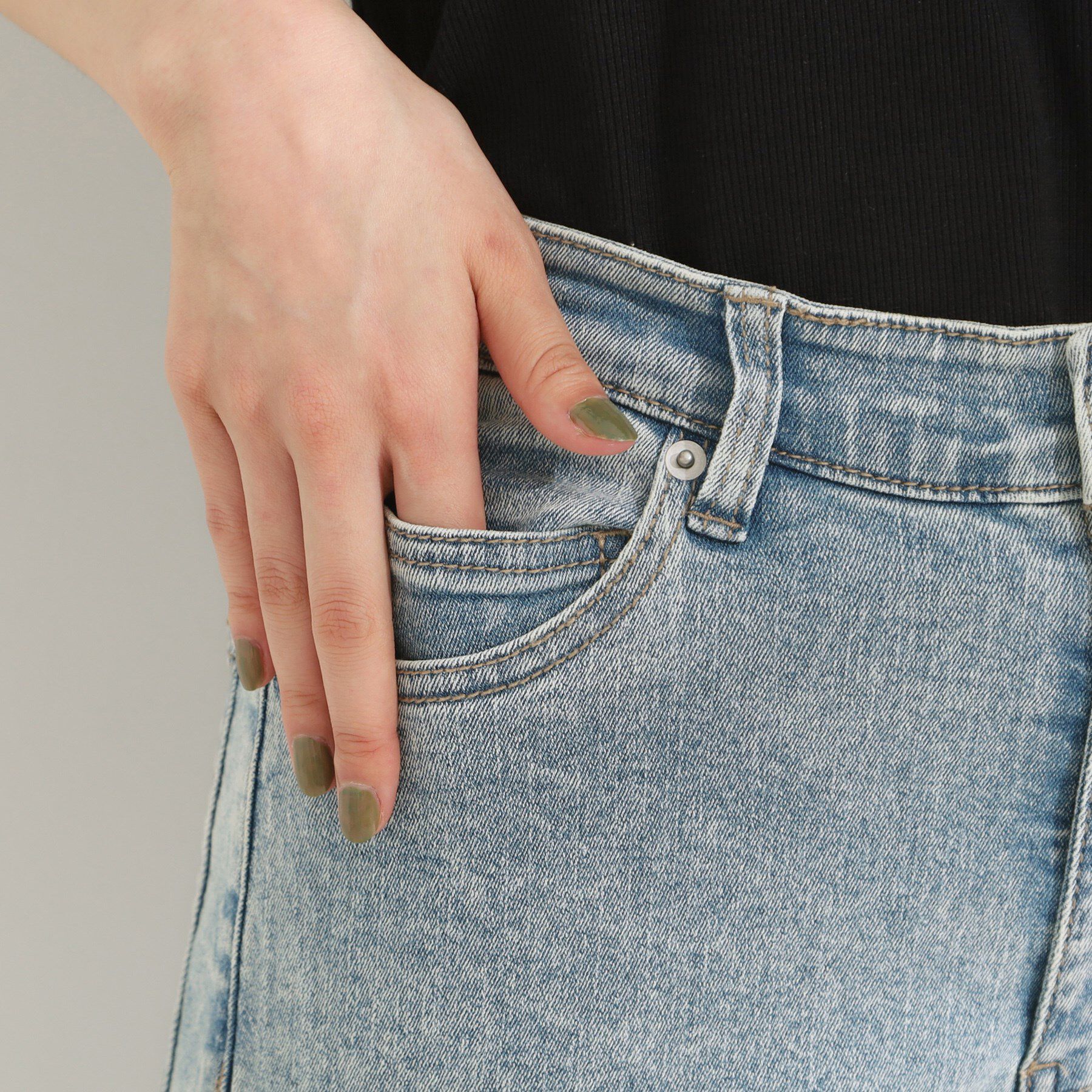 SHOO･LA･RUE「【S-LL/裏ひんやり/ストレッチ】ワイドストレートデニムパンツ」|デニム|