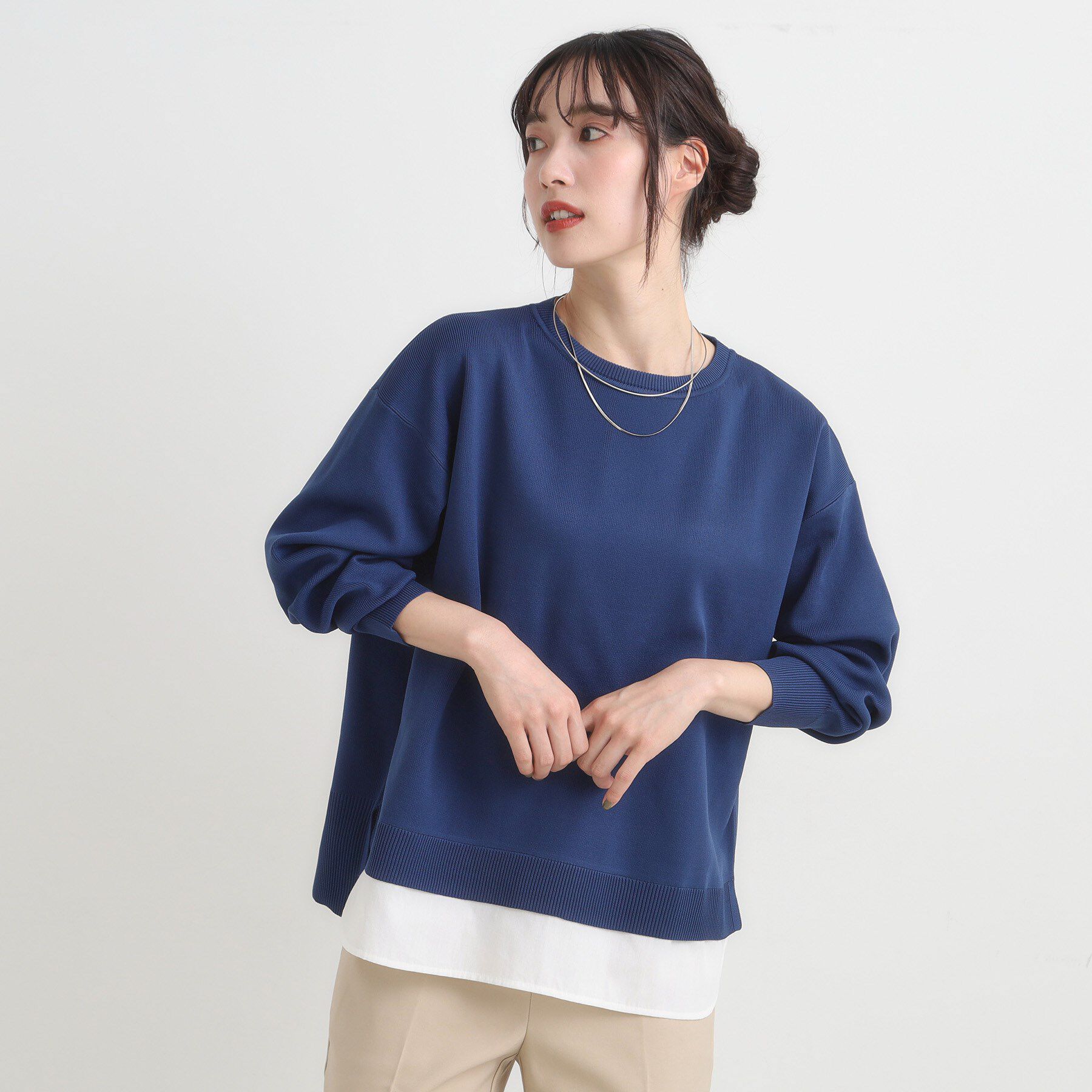 SHOO･LA･RUE「【S-LL/洗える】一枚で簡単こなれ見え スポンディッシュ 裾レイヤード風ニット【CIRCRIC】」|ニット・セーター|