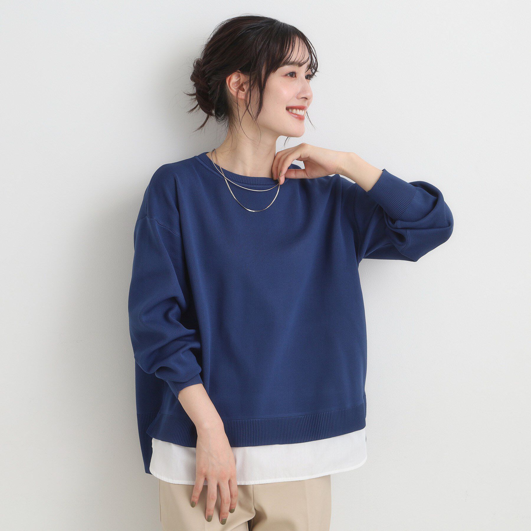 SHOO･LA･RUE「【S-LL/洗える】一枚で簡単こなれ見え スポンディッシュ 裾レイヤード風ニット【CIRCRIC】」|ニット・セーター|