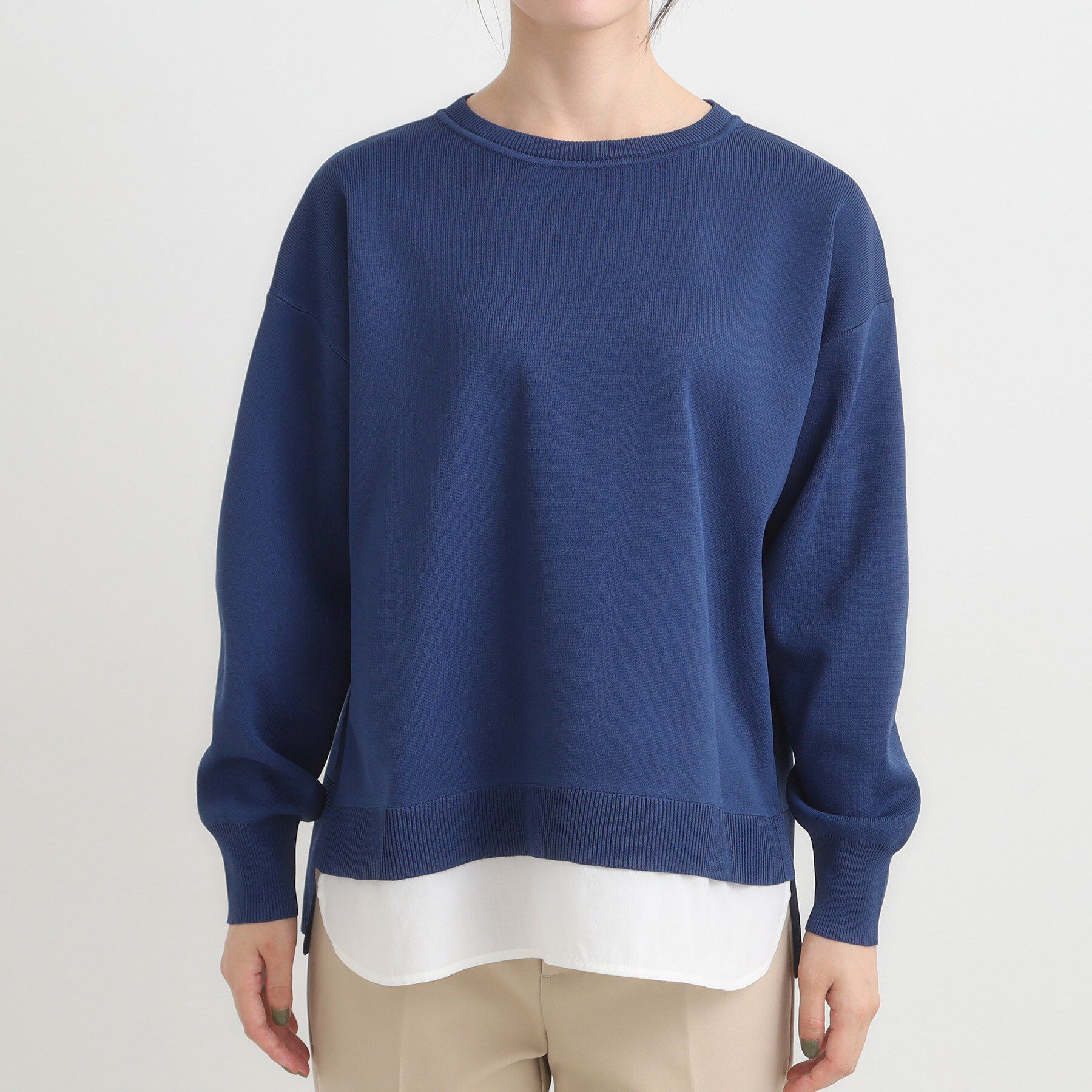SHOO･LA･RUE「【S-LL/洗える】一枚で簡単こなれ見え スポンディッシュ 裾レイヤード風ニット【CIRCRIC】」|ニット・セーター|