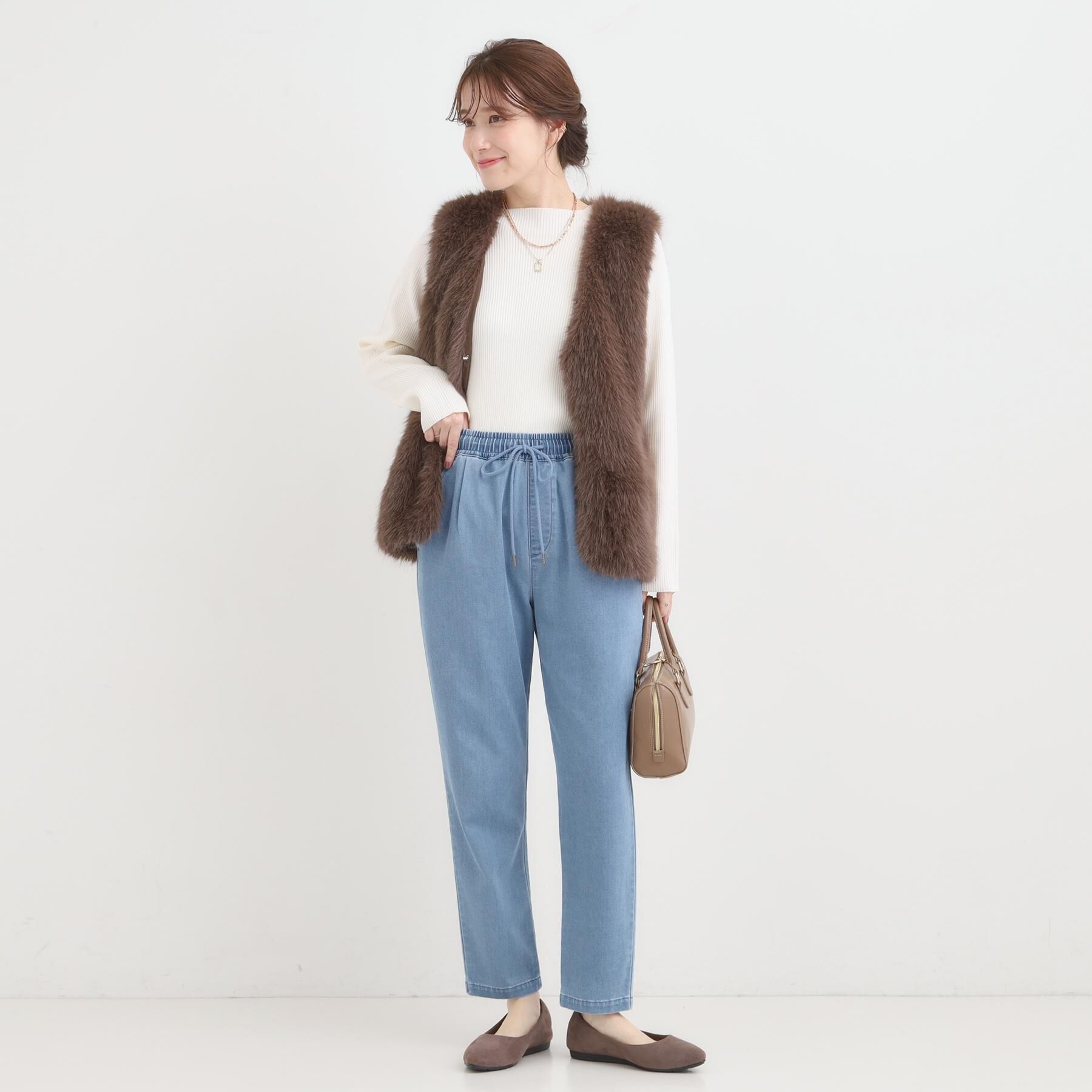 SHOO･LA･RUE「【SS-LL/美脚シルエット】デニムイージーテーパードパンツ」|デニム|