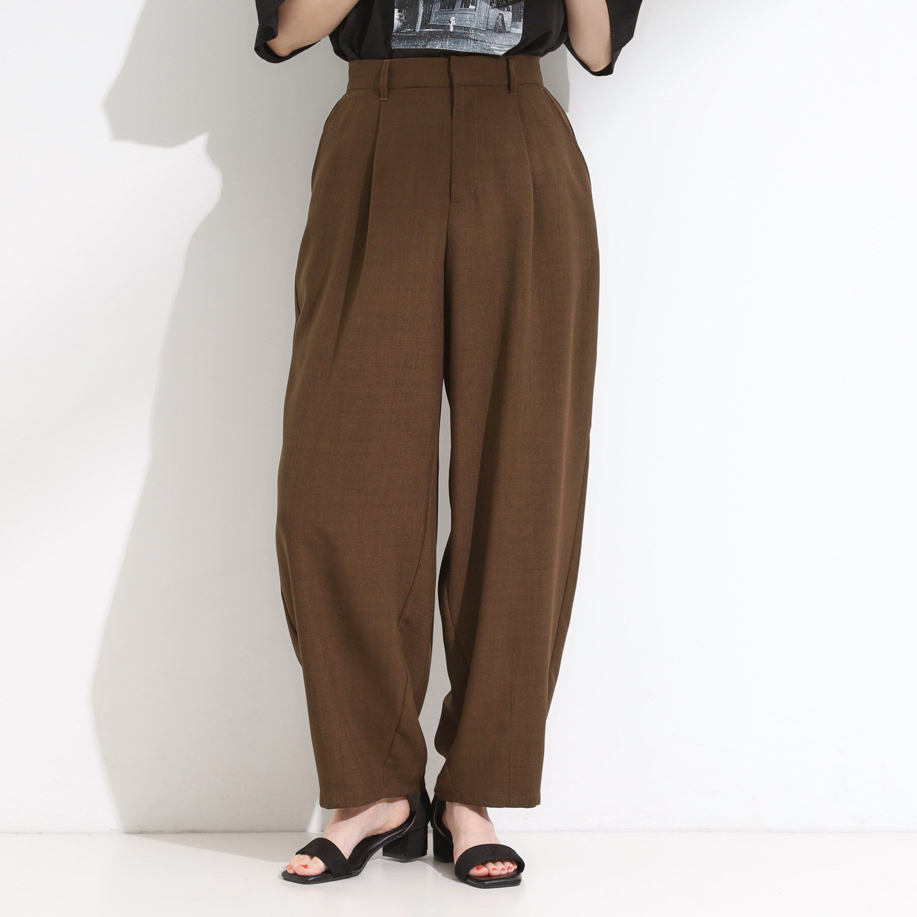 SHOO･LA･RUE「【セットアップ可】さらりと軽やか 麻調ゆるカーブパンツ」|その他|