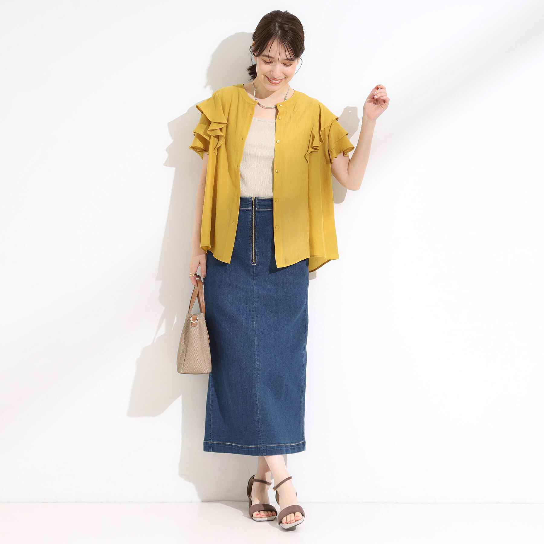 SHOO･LA･RUE「【無地/ドット柄】お袖フリルが華やぐ きれいめブラウス」|シャツ・ブラウス|