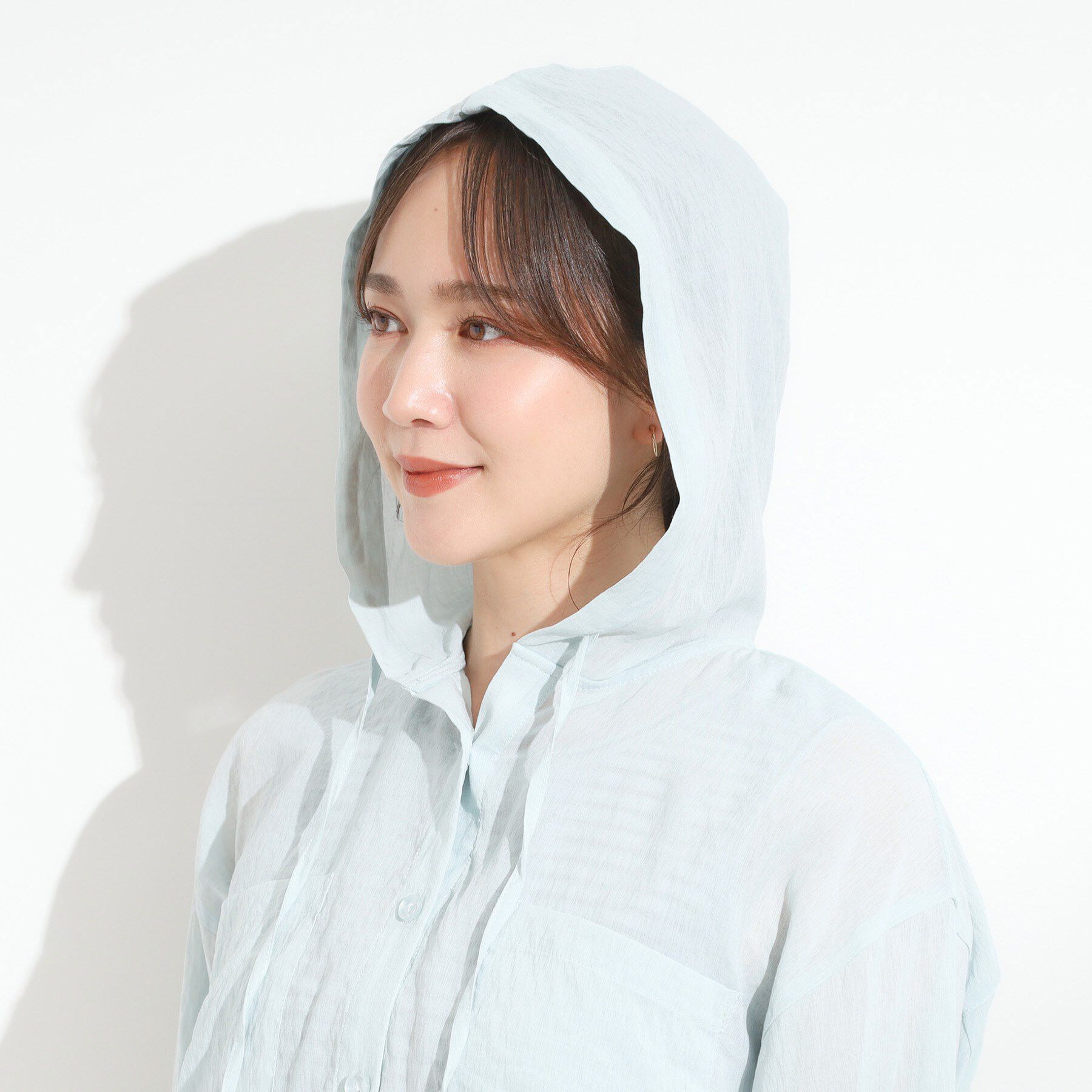 SHOO･LA･RUE「【S-LL】大人の抜け感 シアーフードシャツ」|シャツ・ブラウス|