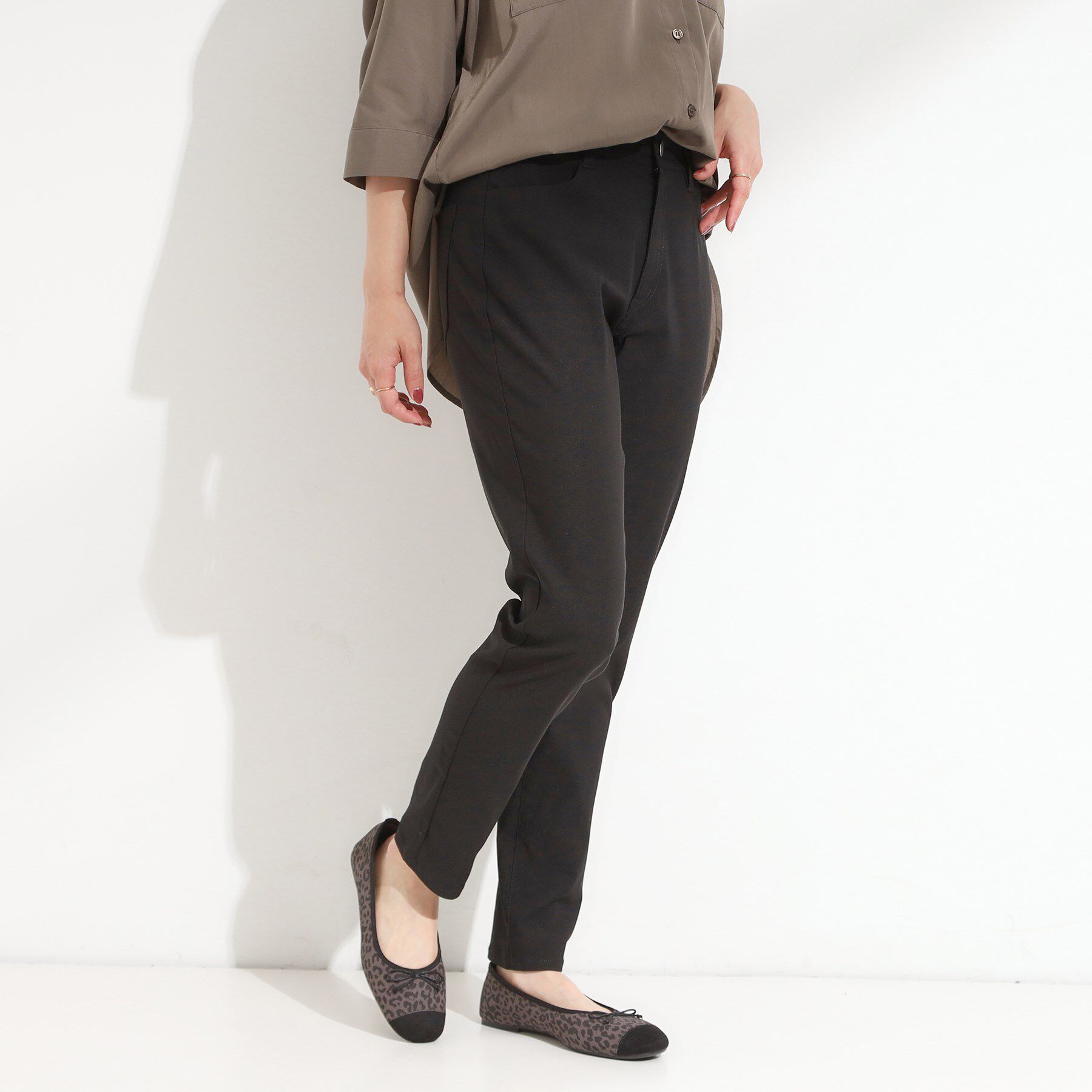 SHOO･LA･RUE「【S-LL】ぐんぐん伸びる ハイパースキニーパンツ」|その他|ブラック(019)