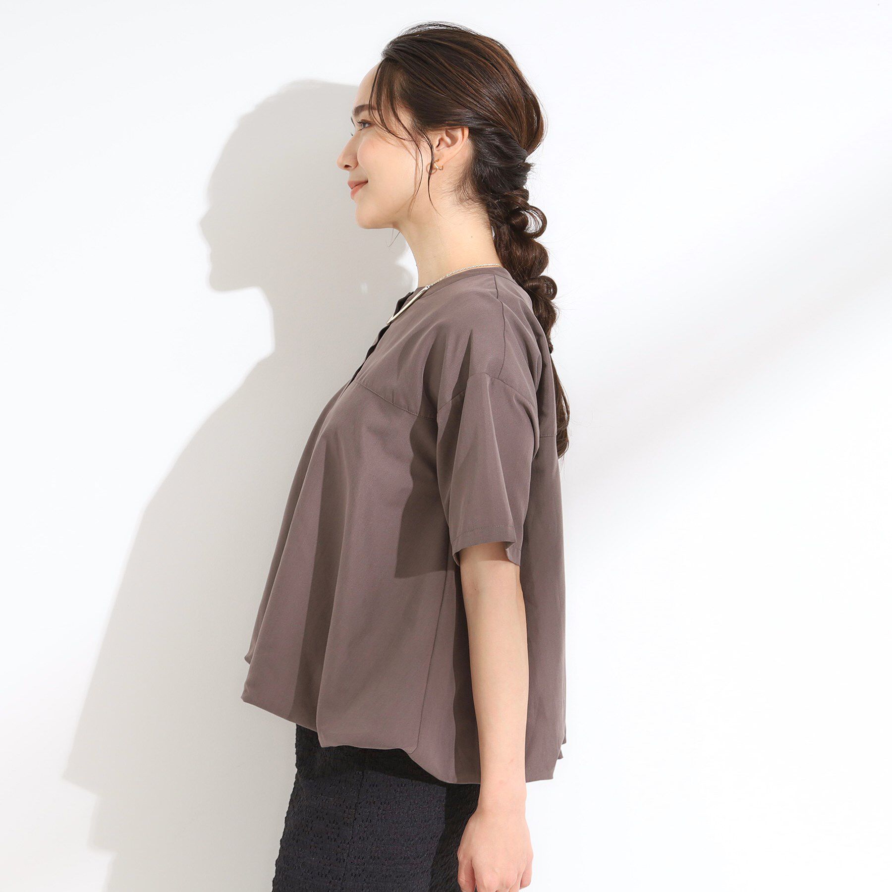 SHOO･LA･RUE「【S-LL】インせず着られる 裾バルーンシャツ」|シャツ・ブラウス|