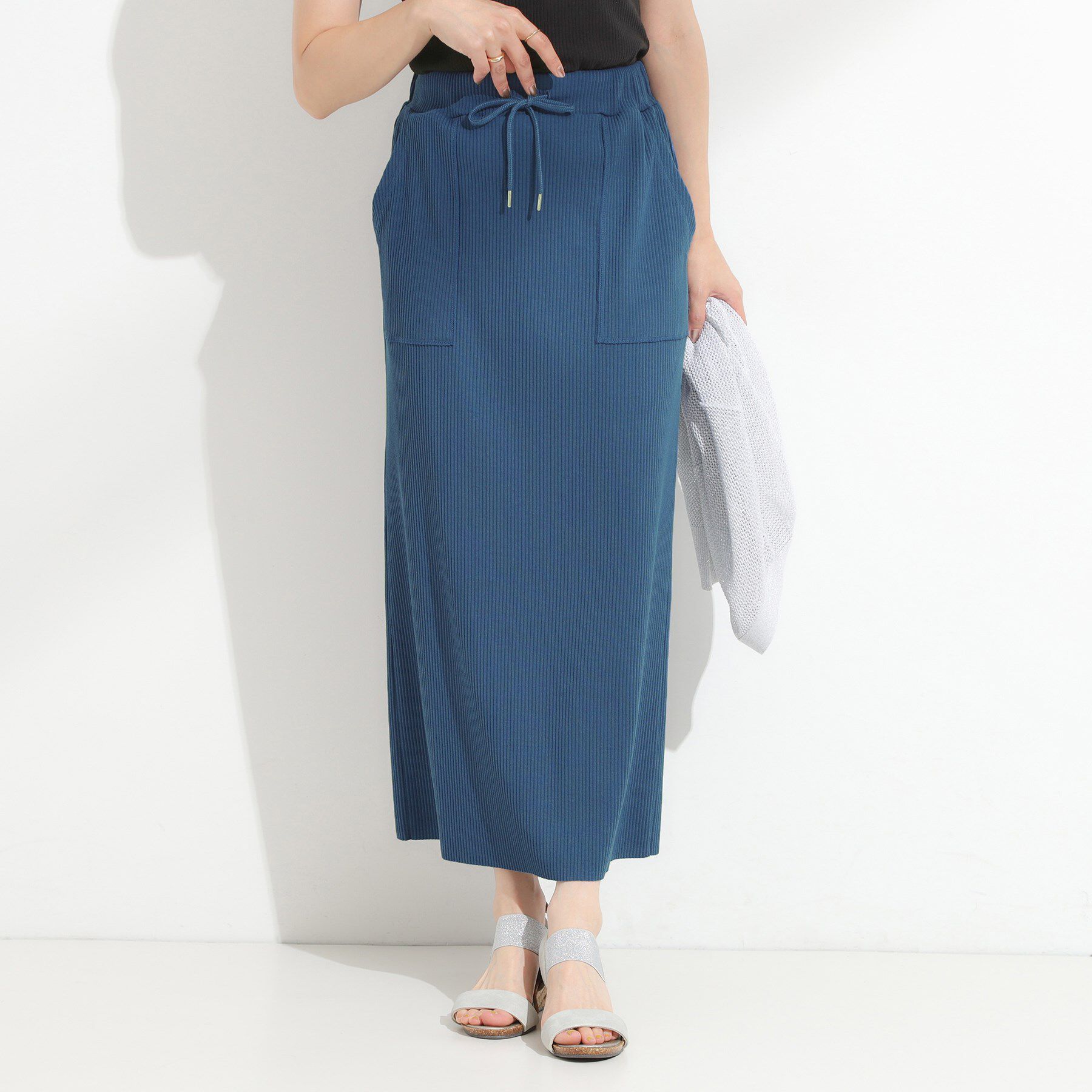 SHOO･LA･RUE「【セルフカット可/吸水速乾/抗菌防臭】着回ししやすい カットリブナロースカート」|スカート|