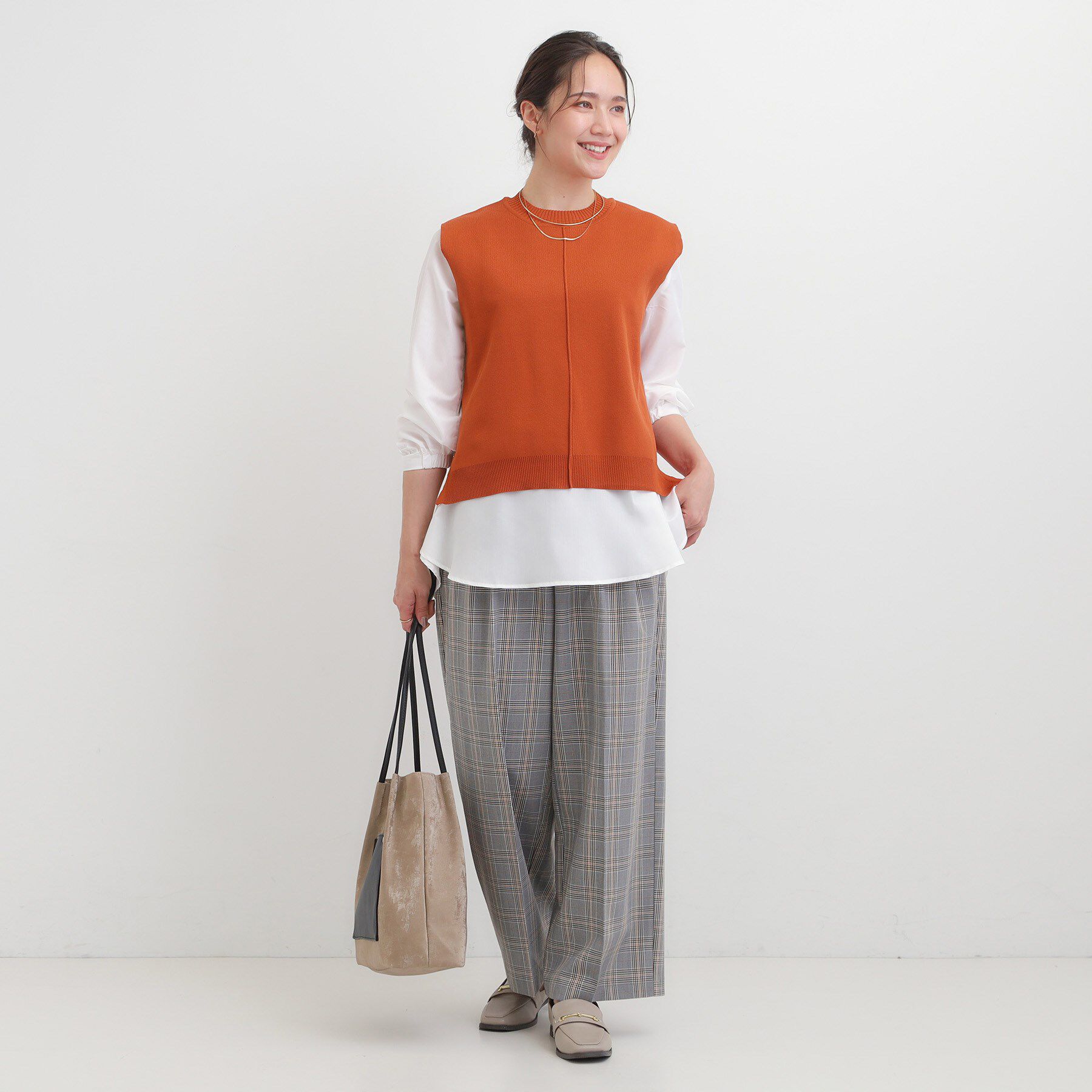 SHOO･LA･RUE「【S-LL/2点セット】着回し自在 ニットベスト＋フレアブラウス」|ニット・セーター|