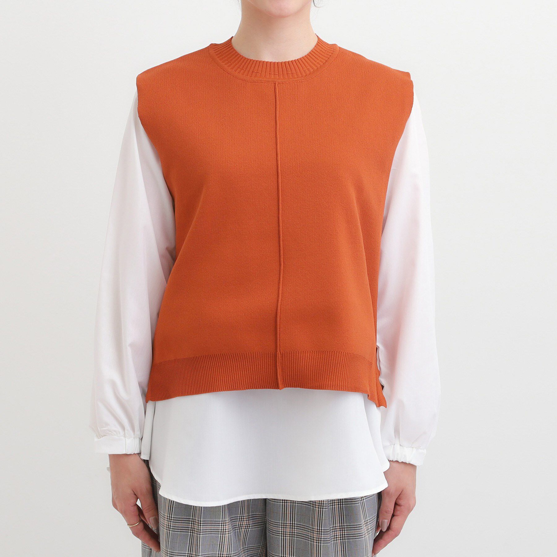 SHOO･LA･RUE「【S-LL/2点セット】着回し自在 ニットベスト＋フレアブラウス」|ニット・セーター|