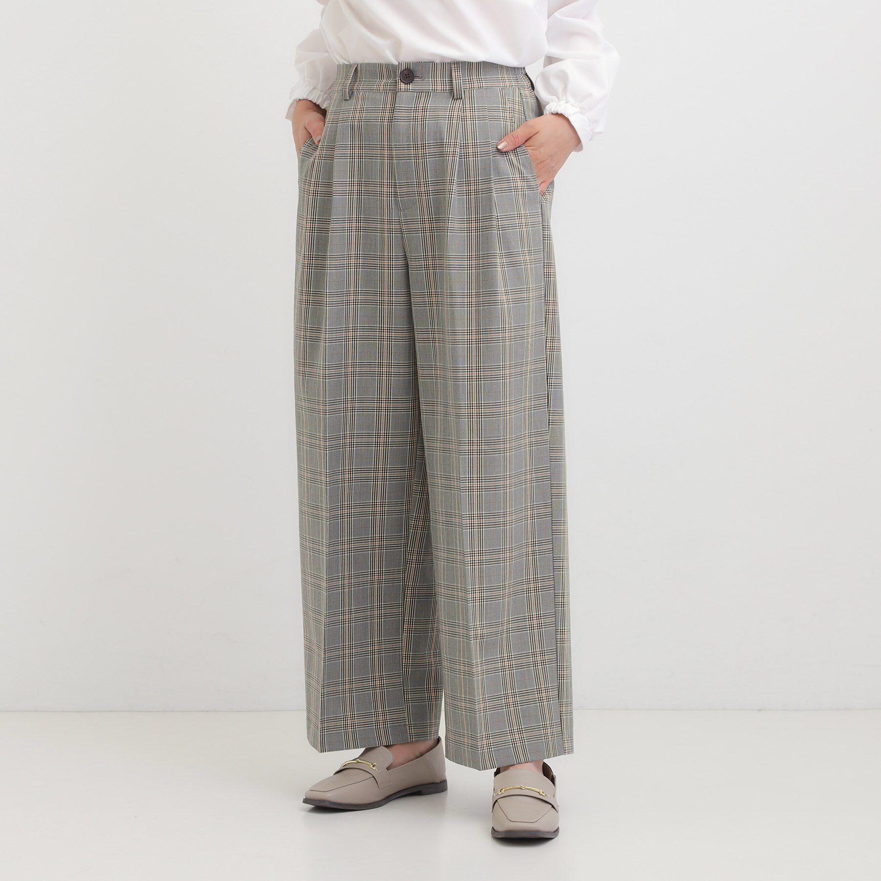 SHOO･LA･RUE「【洗濯機可/S-LL】すっきり上品きれい見え タックワイドパンツ」|その他|