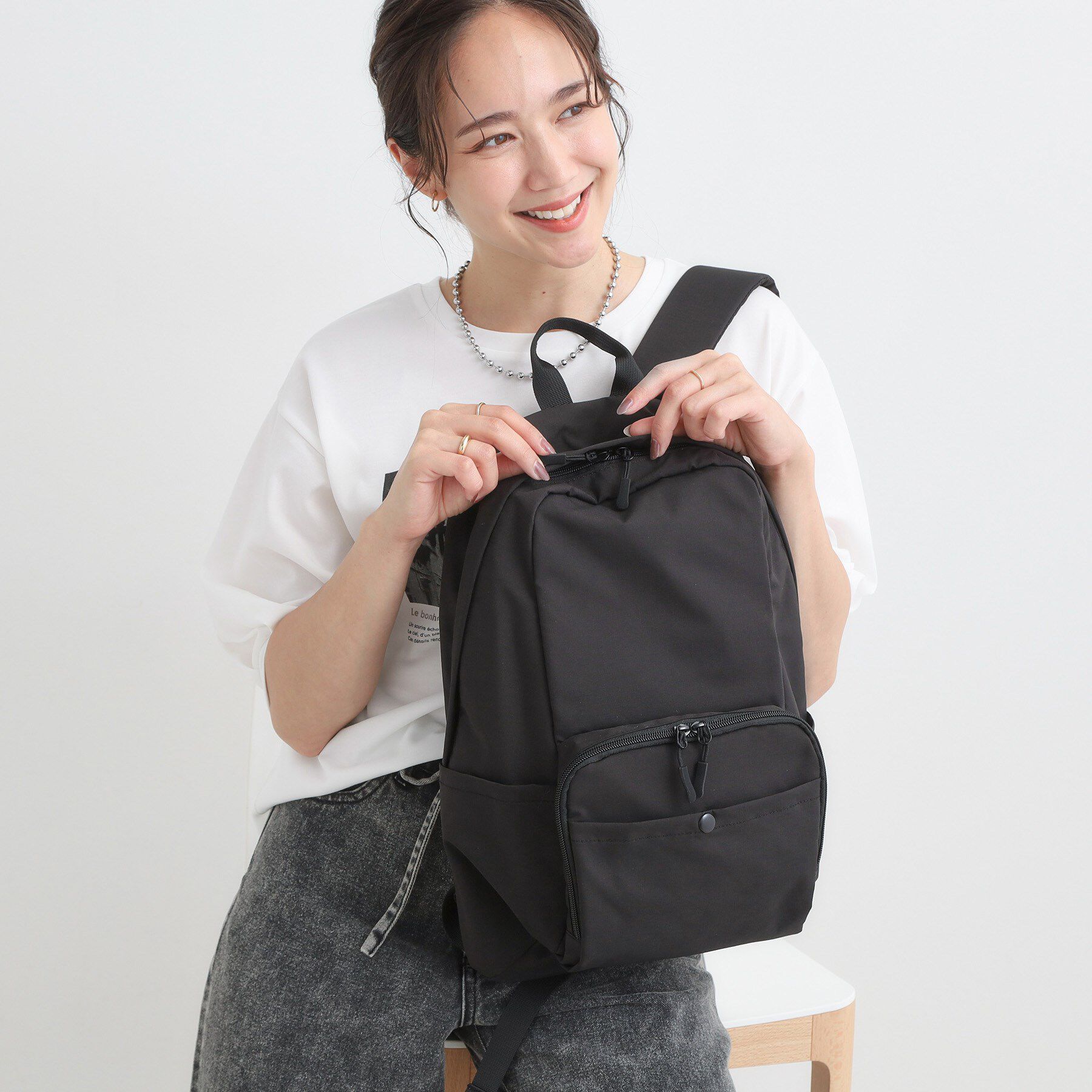 SHOO･LA･RUE「【撥水】立体ポケットリュック」|リュック|ブラック(019)