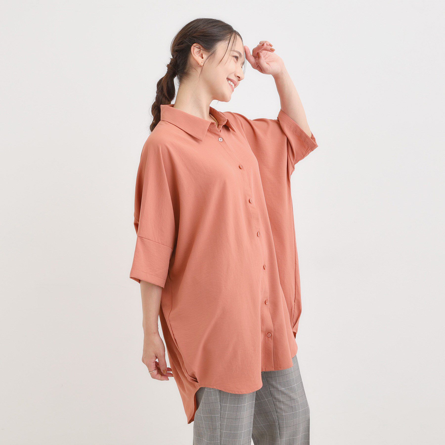 SHOO･LA･RUE「【S-LL/ひんやり】肌離れよくサラサラタッチが癖になる バックギャザーチュニック」|チュニック|