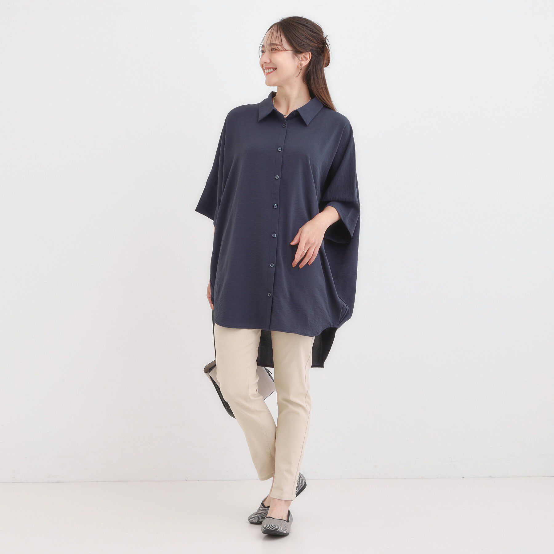 SHOO･LA･RUE「【S-LL/ひんやり】肌離れよくサラサラタッチが癖になる バックギャザーチュニック」|チュニック|