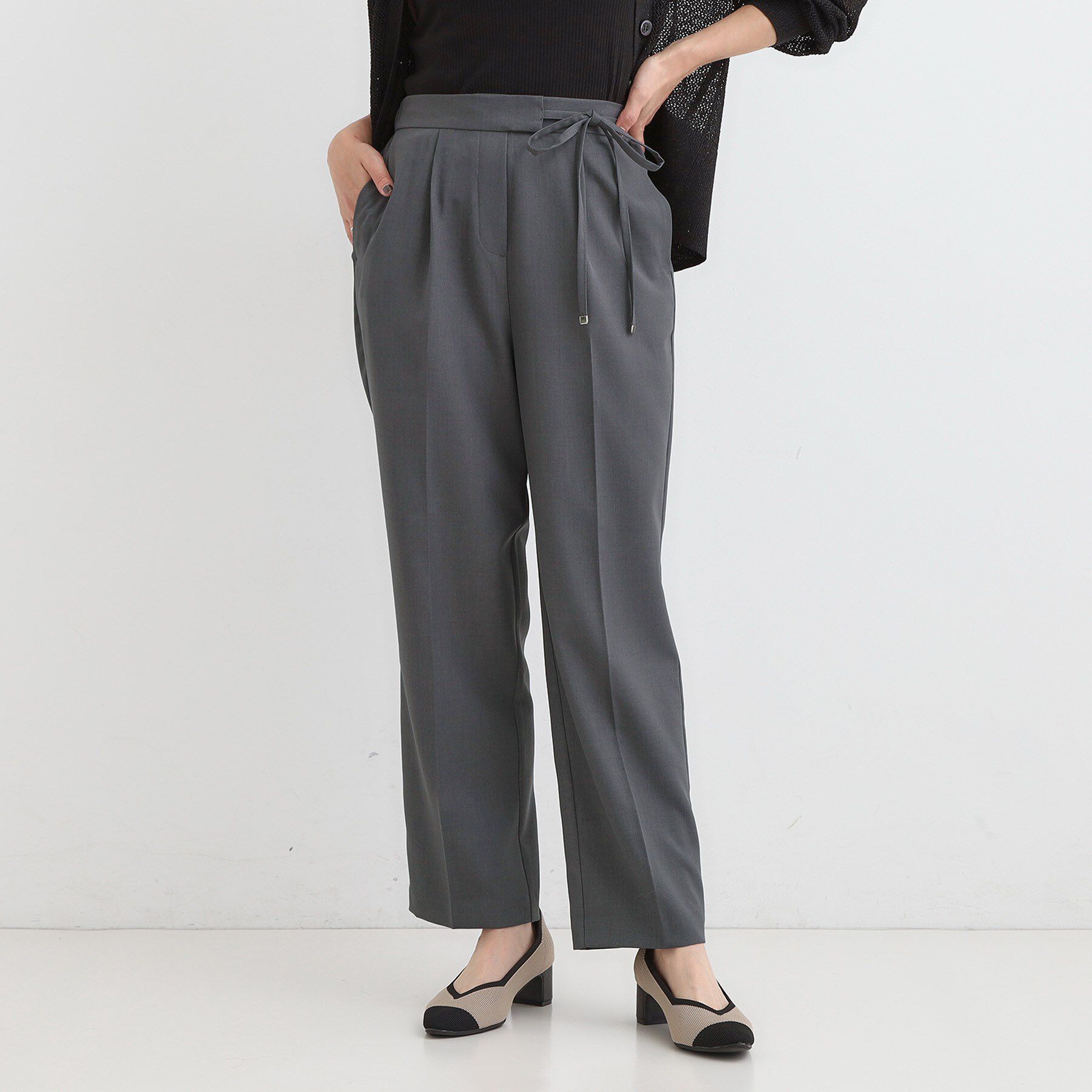 SHOO･LA･RUE「【S-LL】ウエストリボンがアクセント ゆったりテーパードパンツ」|その他|