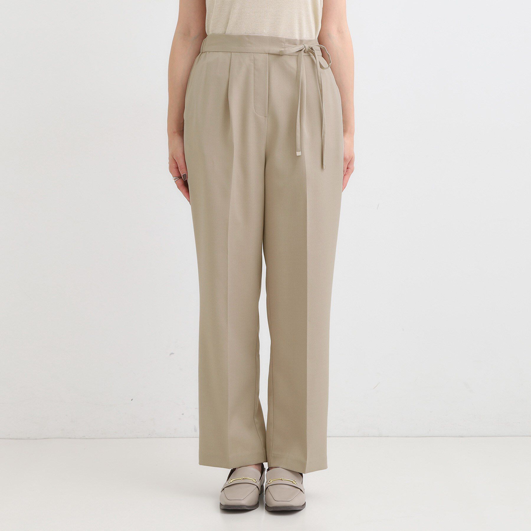 SHOO･LA･RUE「【S-LL】ウエストリボンがアクセント ゆったりテーパードパンツ」|その他|