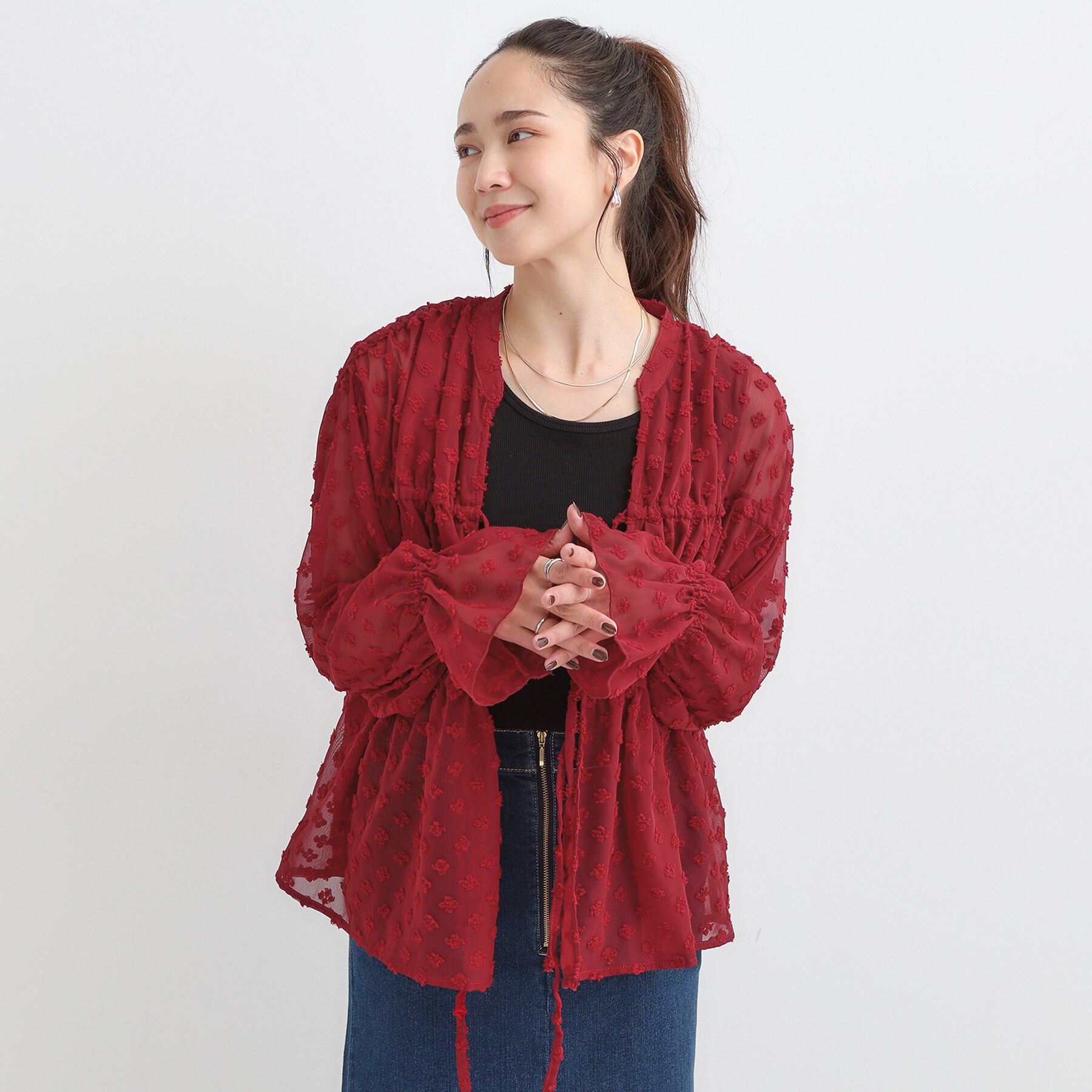 SHOO･LA･RUE「華やかにさをプラスする シアードビー シャーリングブラウス」|シャツ・ブラウス|