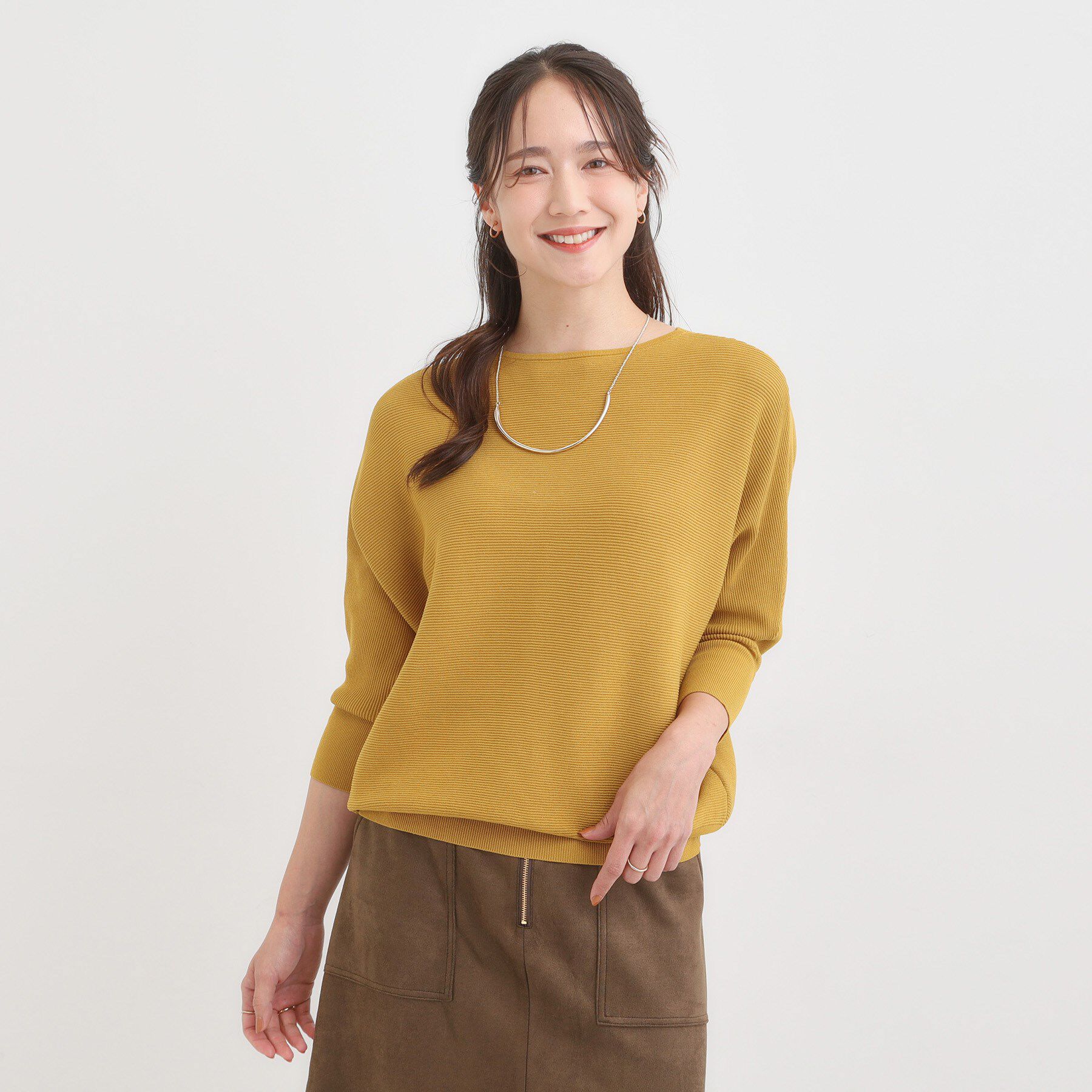 SHOO･LA･RUE「【洗える/毛玉になりにくい/UV】 ガータードルマン 7分袖ニット」|ニット・セーター|