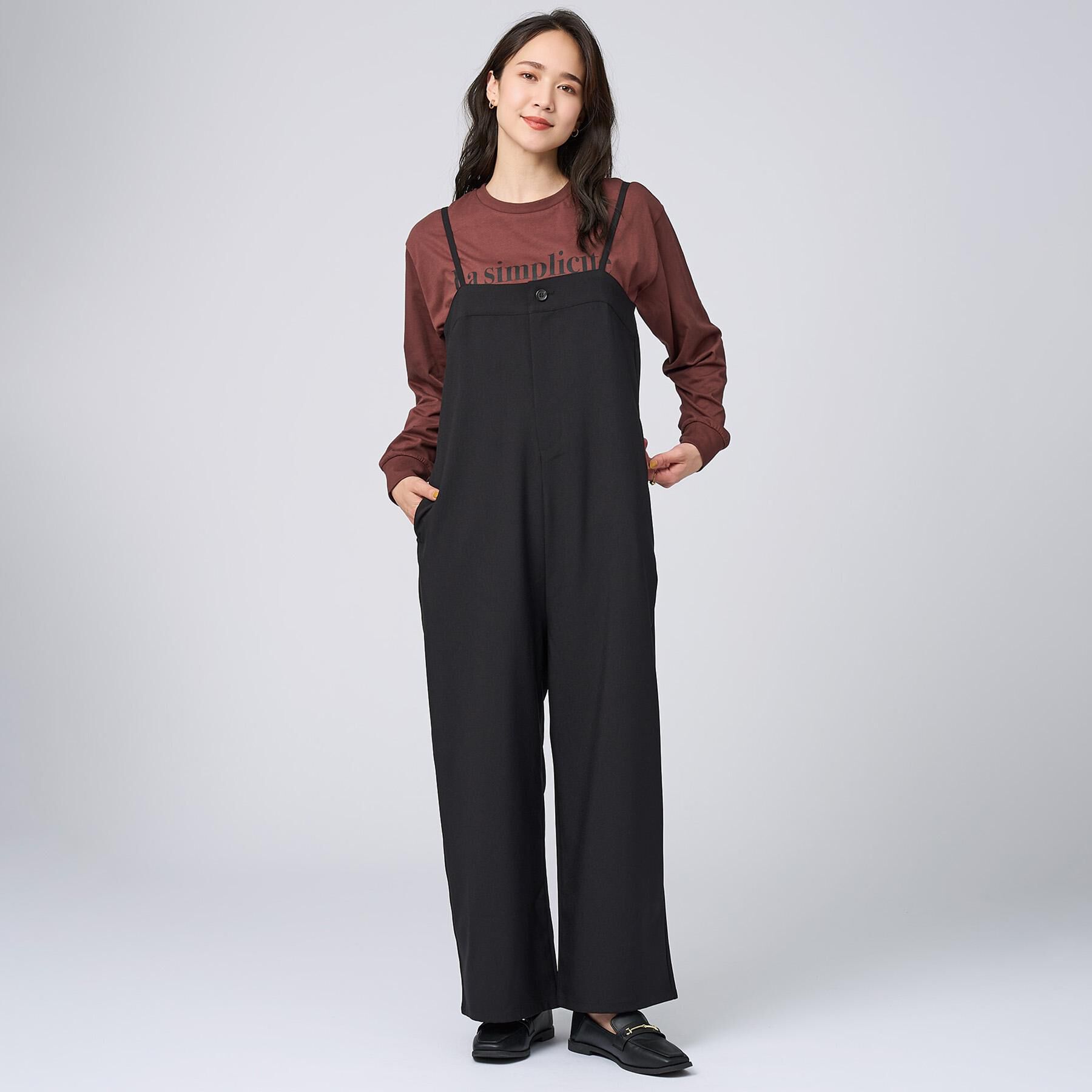 SHOO･LA･RUE「【S-LL】大人カジュアルに ベアトップ風 キャミサロペット」|オールインワン|