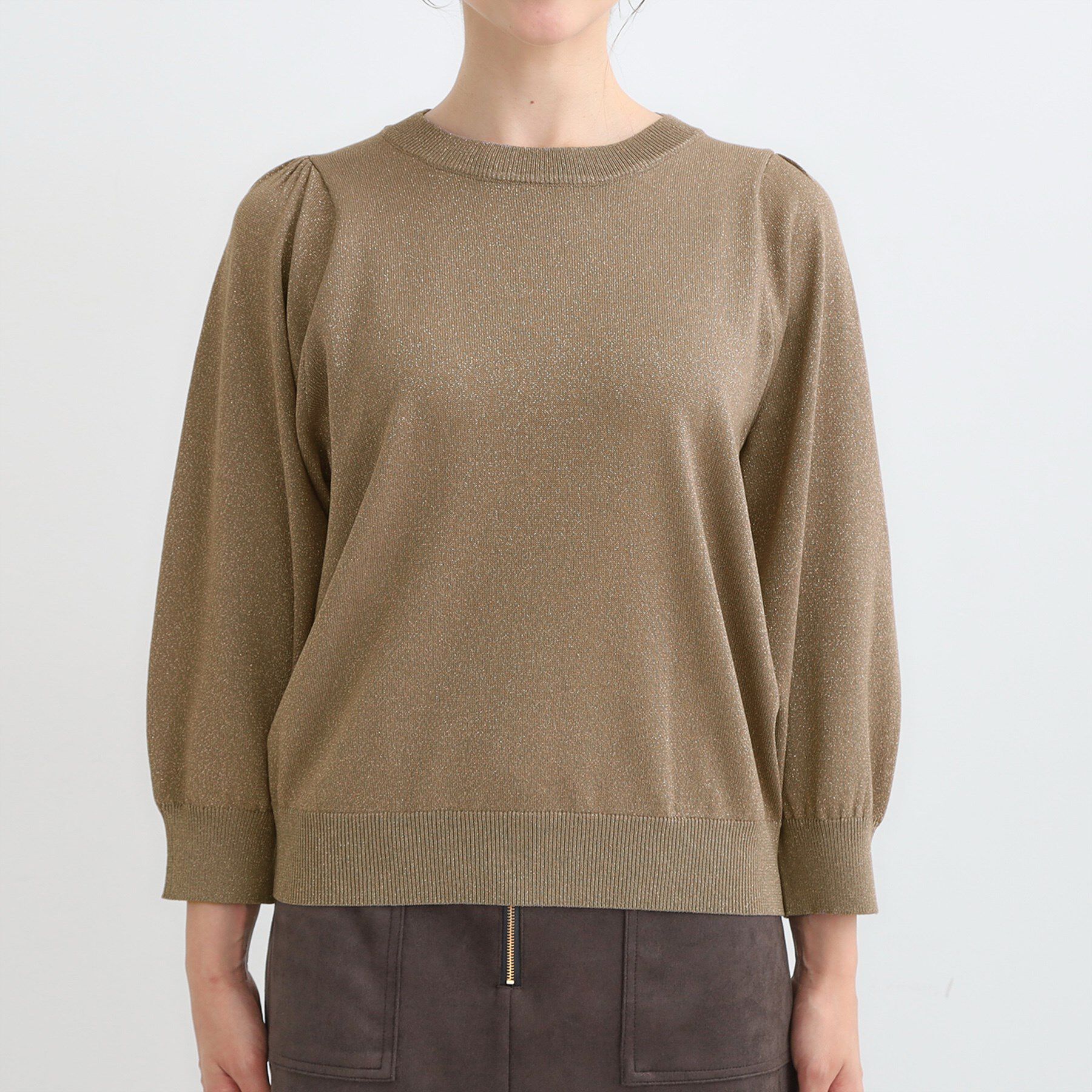 SHOO･LA･RUE「【洗濯機可/S-LL/アンサンブル可】8分袖で手元を華奢に魅せる さらっとタッチニット」|ニット・セーター|