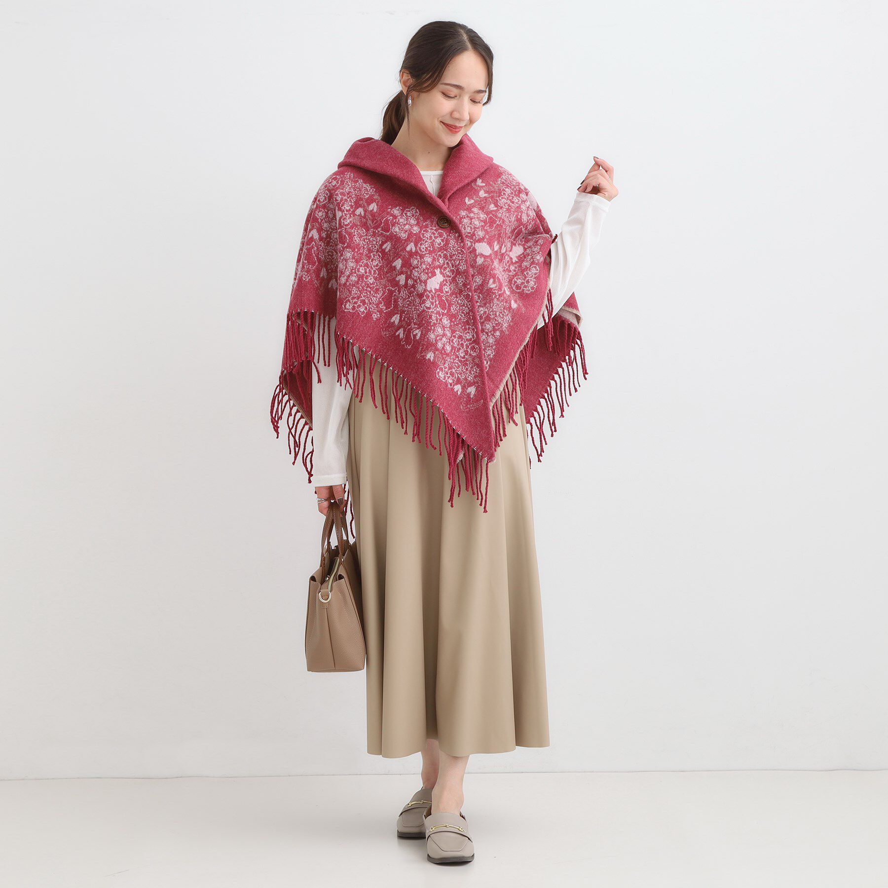 SHOO･LA･RUE「【リバーシブル】心もほっこり アニマル柄ポンチョ」|ポンチョ・ケープ|