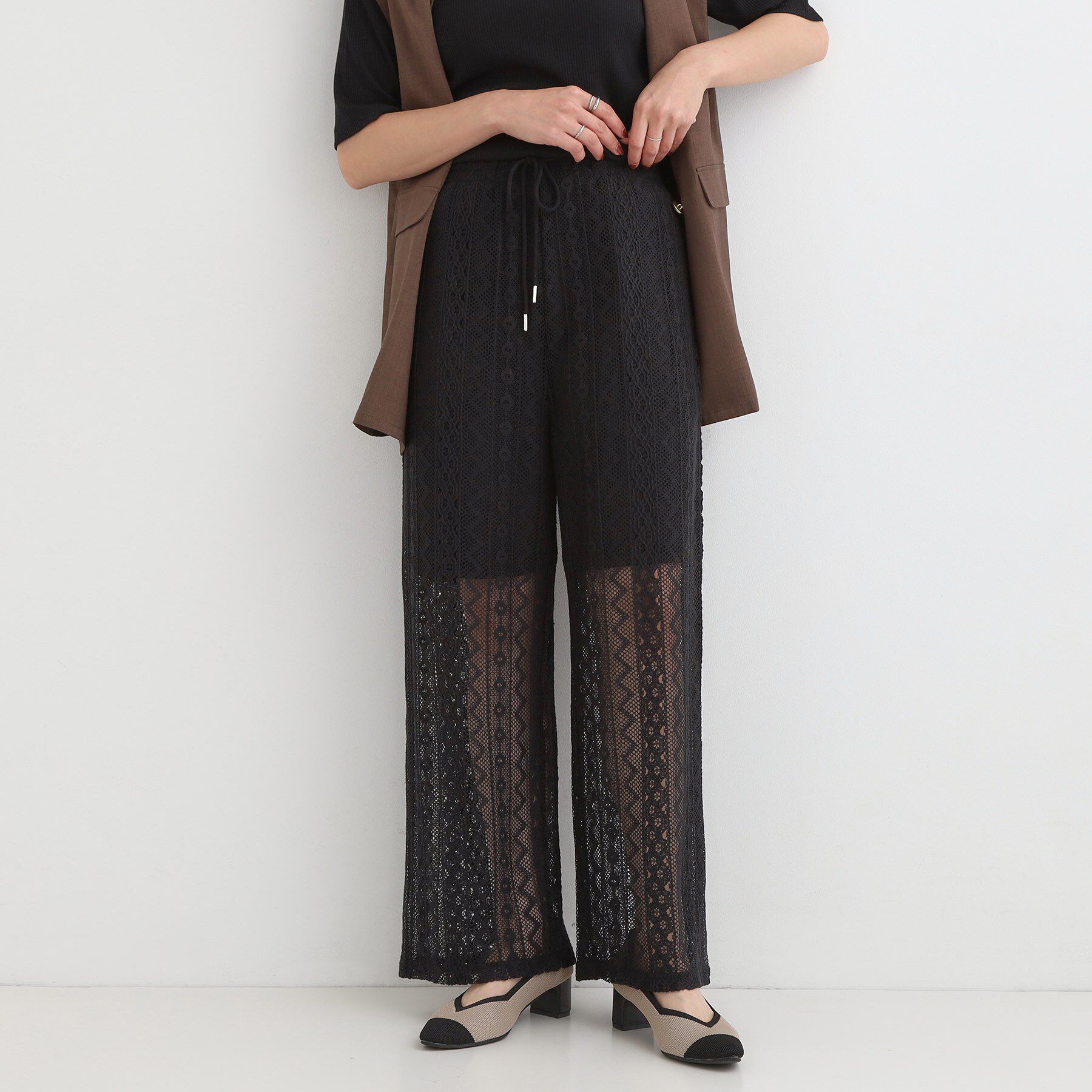 SHOO･LA･RUE「【セットアップ可】クラフトレースイージーパンツ」|その他|ブラック(019)