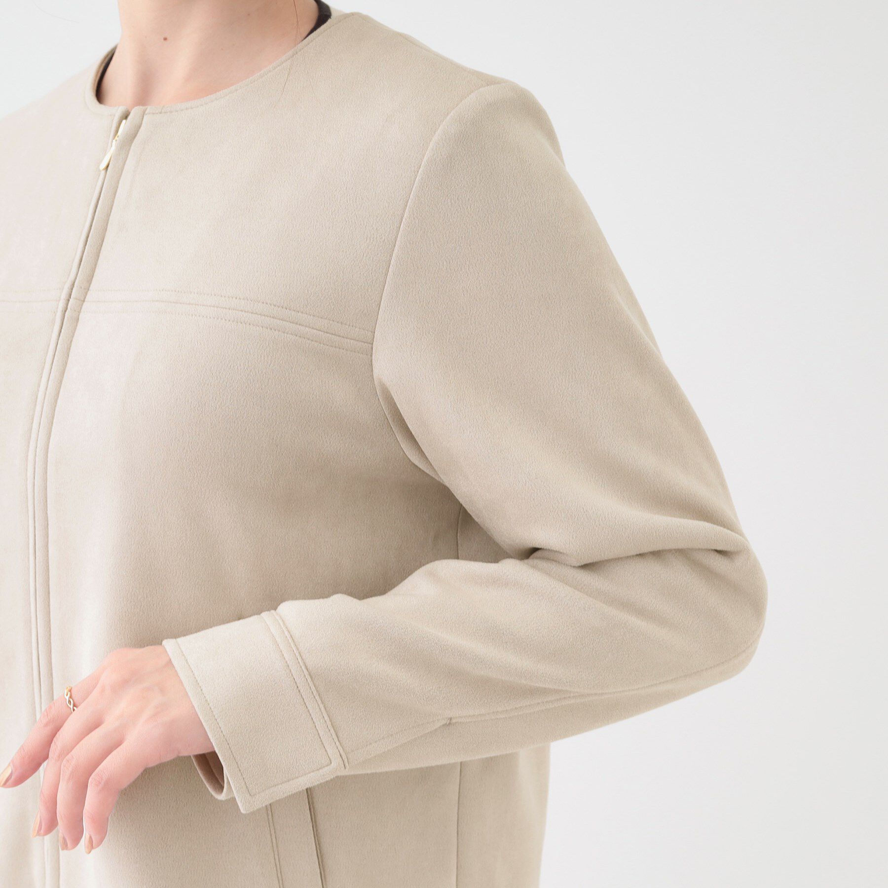 SHOO･LA･RUE「【S-LL】上品さを纏う やわらか フェイクスエードブルゾン」|ブルゾン・スタジャン|