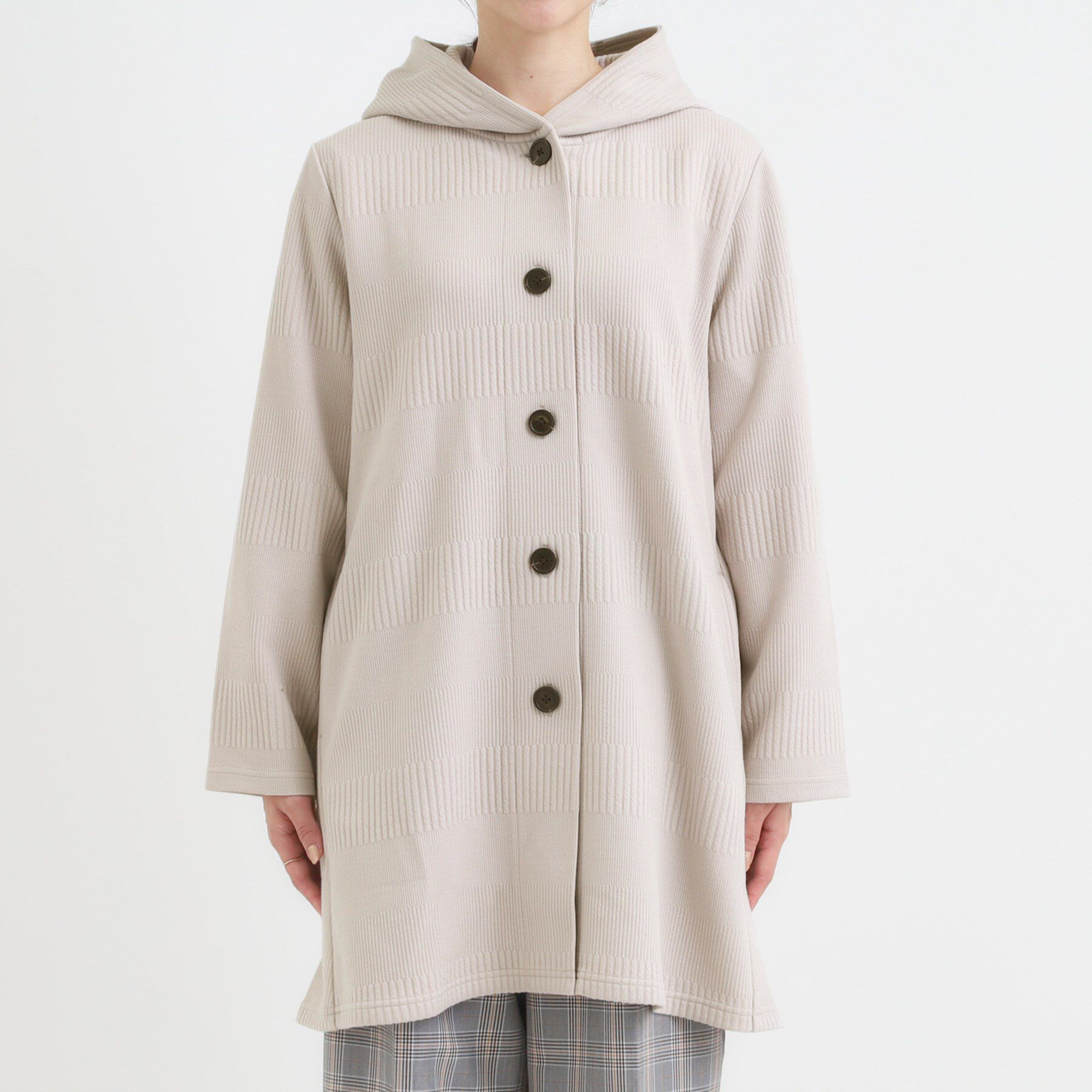 SHOO･LA･RUE「【高レビュー/春まで着られる】体型をカバーしながらスマートに魅せる ラインジャカードコーディガン」|カーディガン|