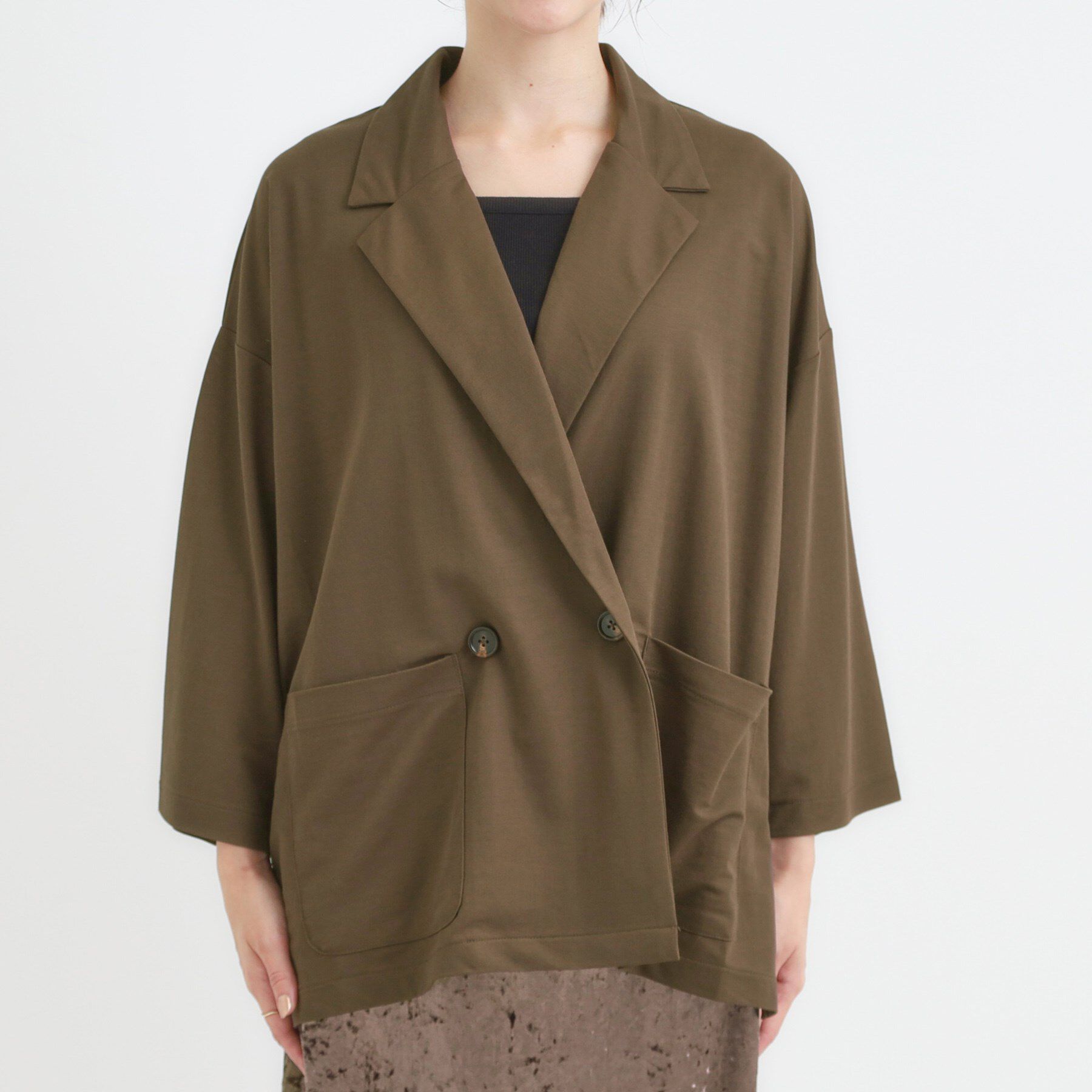 SHOO･LA･RUE「【S-LL/ひんやり】さらっとしたタッチが心地よい ダブルブレストジャケット」|テーラードジャケット|