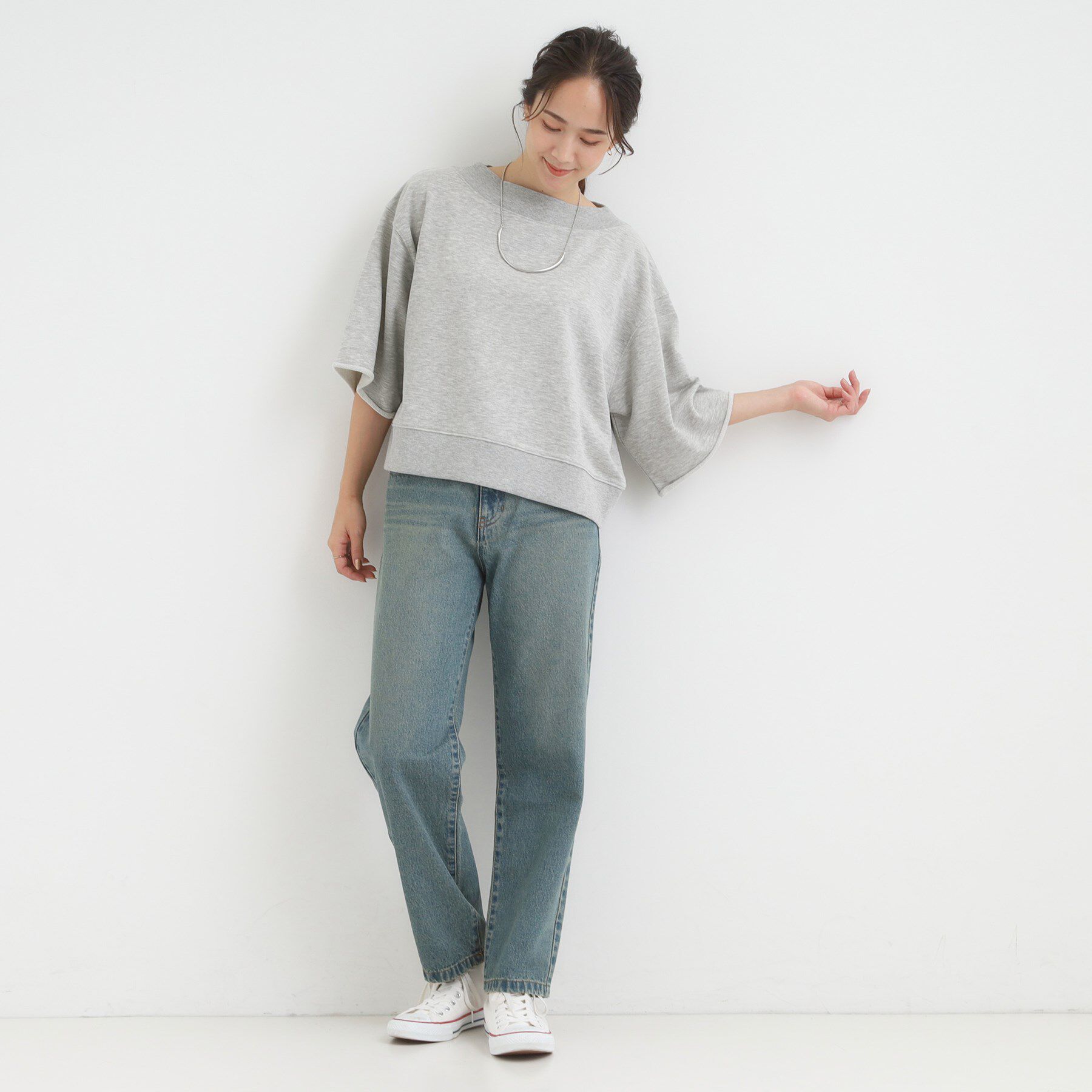 SHOO･LA･RUE「【2点セット】ハーフスリーブミニ裏毛プルオーバー＆レースタンクトップSET」|その他|