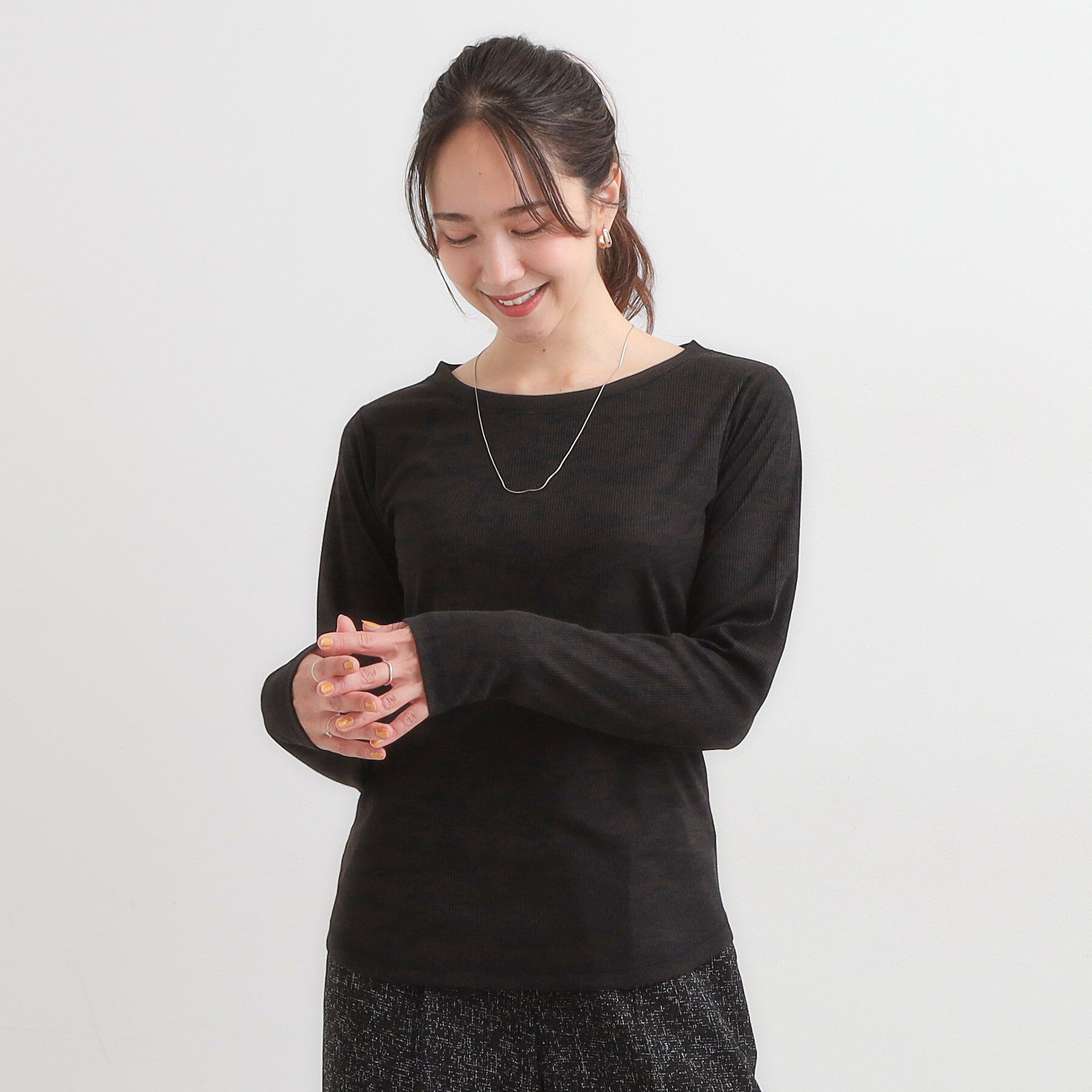 SHOO･LA･RUE「【洗濯機可/S-LL】毎日コーデに シアーテレコロンT」|Tシャツ・カットソー|