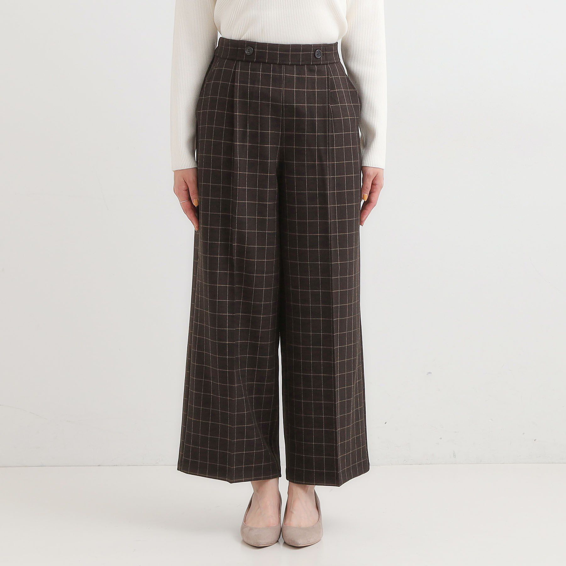 SHOO･LA･RUE「【着丈選べる】大人のきれいめスタイルに ウールフィール ワイドパンツ」|その他|