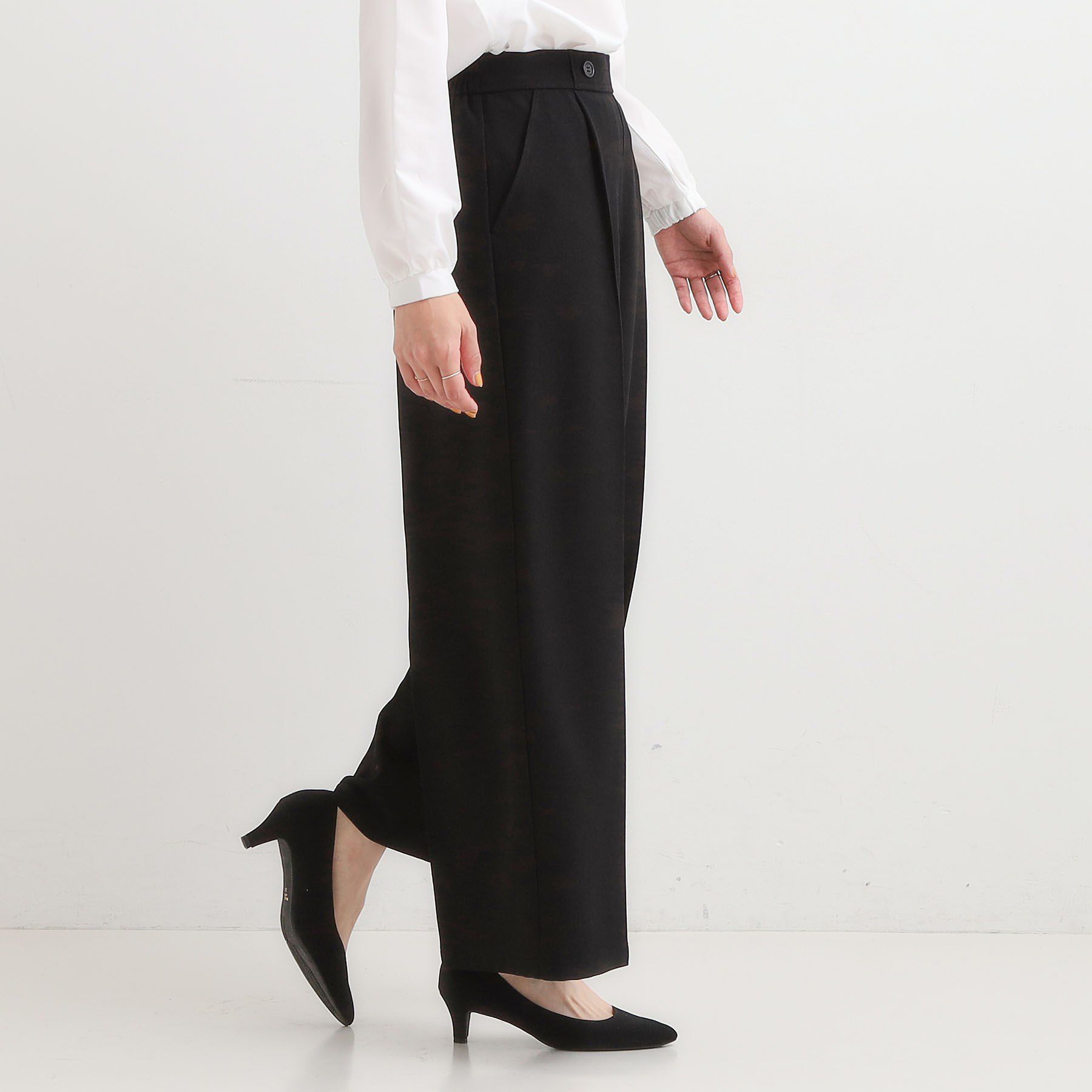 SHOO･LA･RUE「【着丈選べる】大人のきれいめスタイルに ウールフィール ワイドパンツ」|その他|