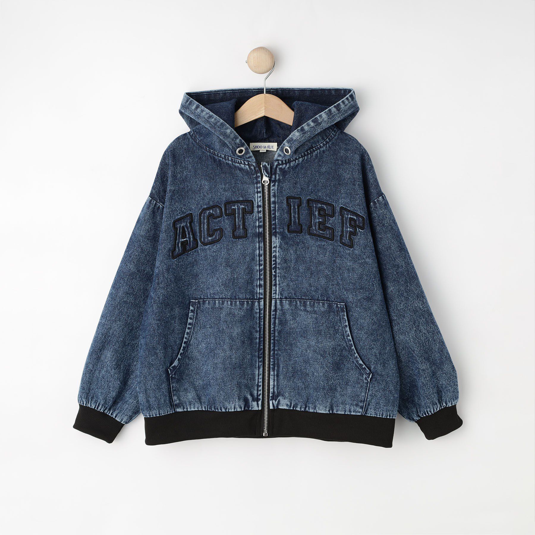 SHOO･LA･RUE「【130-150cm】デニムフードブルゾン」|ブルゾン・スタジャン|ブルー(093)