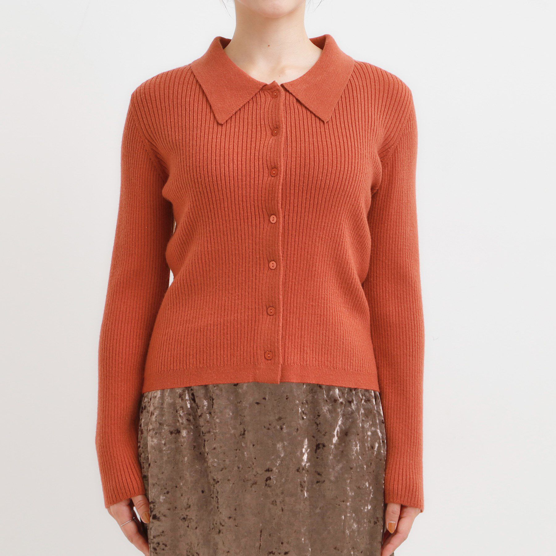 SHOO･LA･RUE「カジュアルながらも上品な 襟付きリブニット」|ニット・セーター|