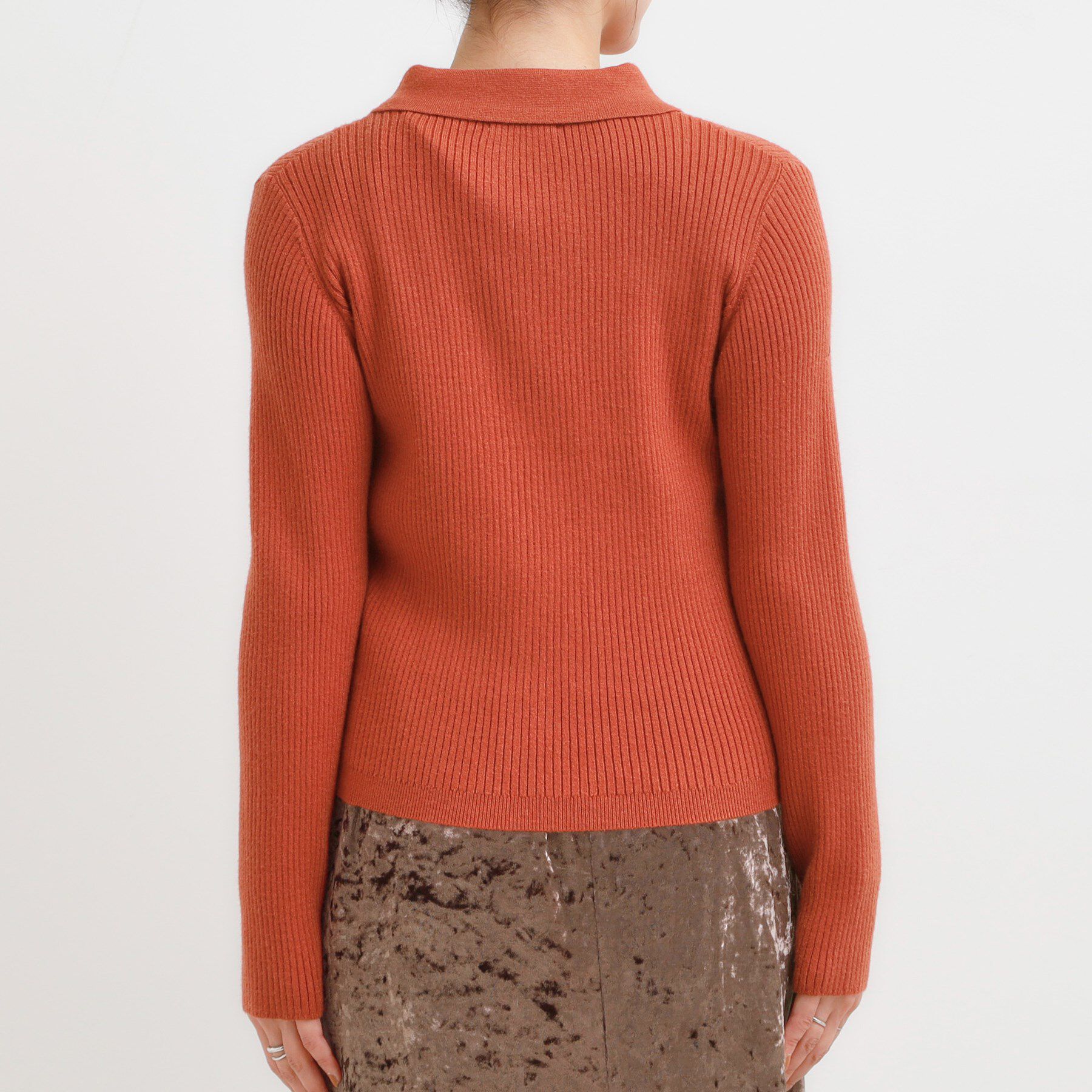 SHOO･LA･RUE「カジュアルながらも上品な 襟付きリブニット」|ニット・セーター|