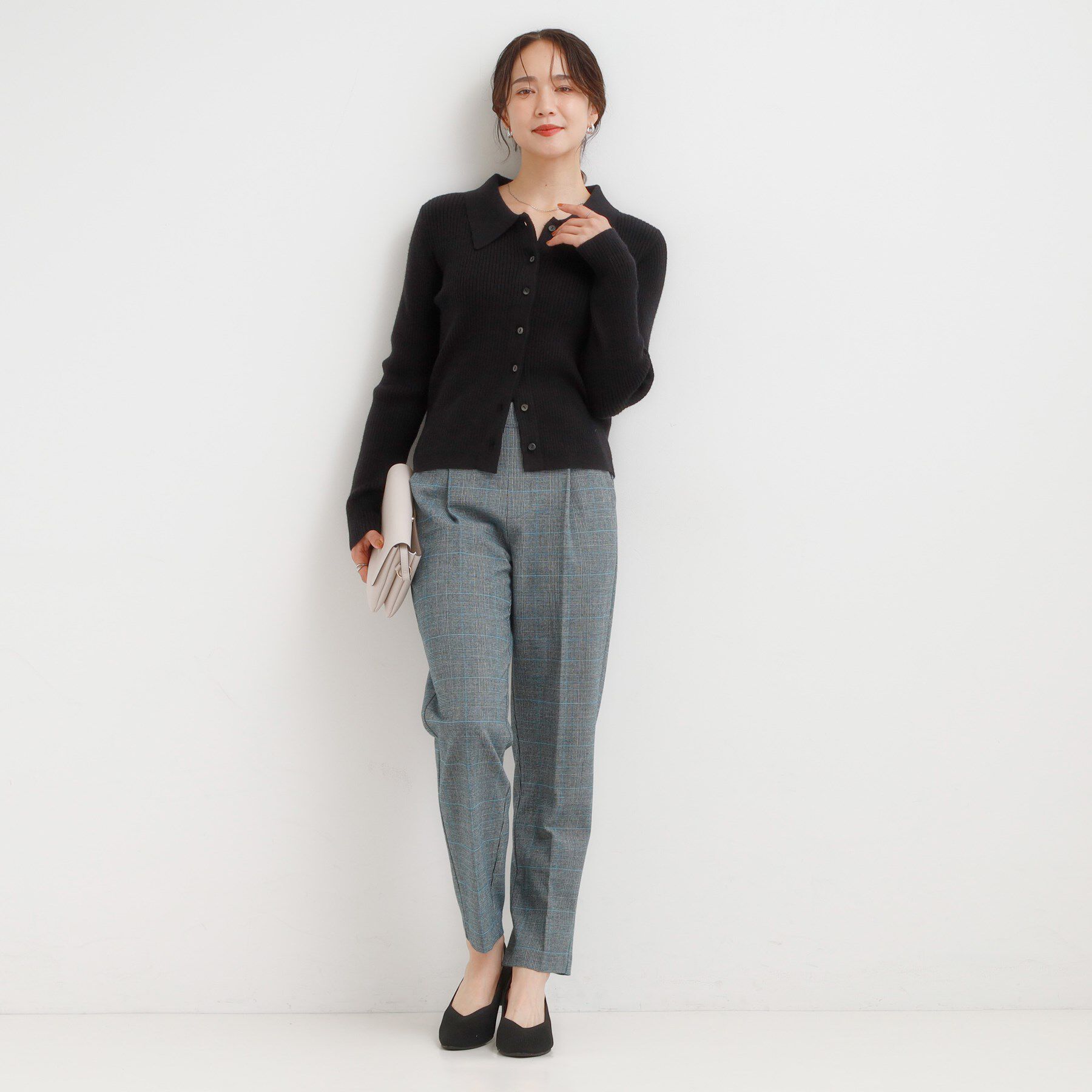 SHOO･LA･RUE「カジュアルながらも上品な 襟付きリブニット」|ニット・セーター|