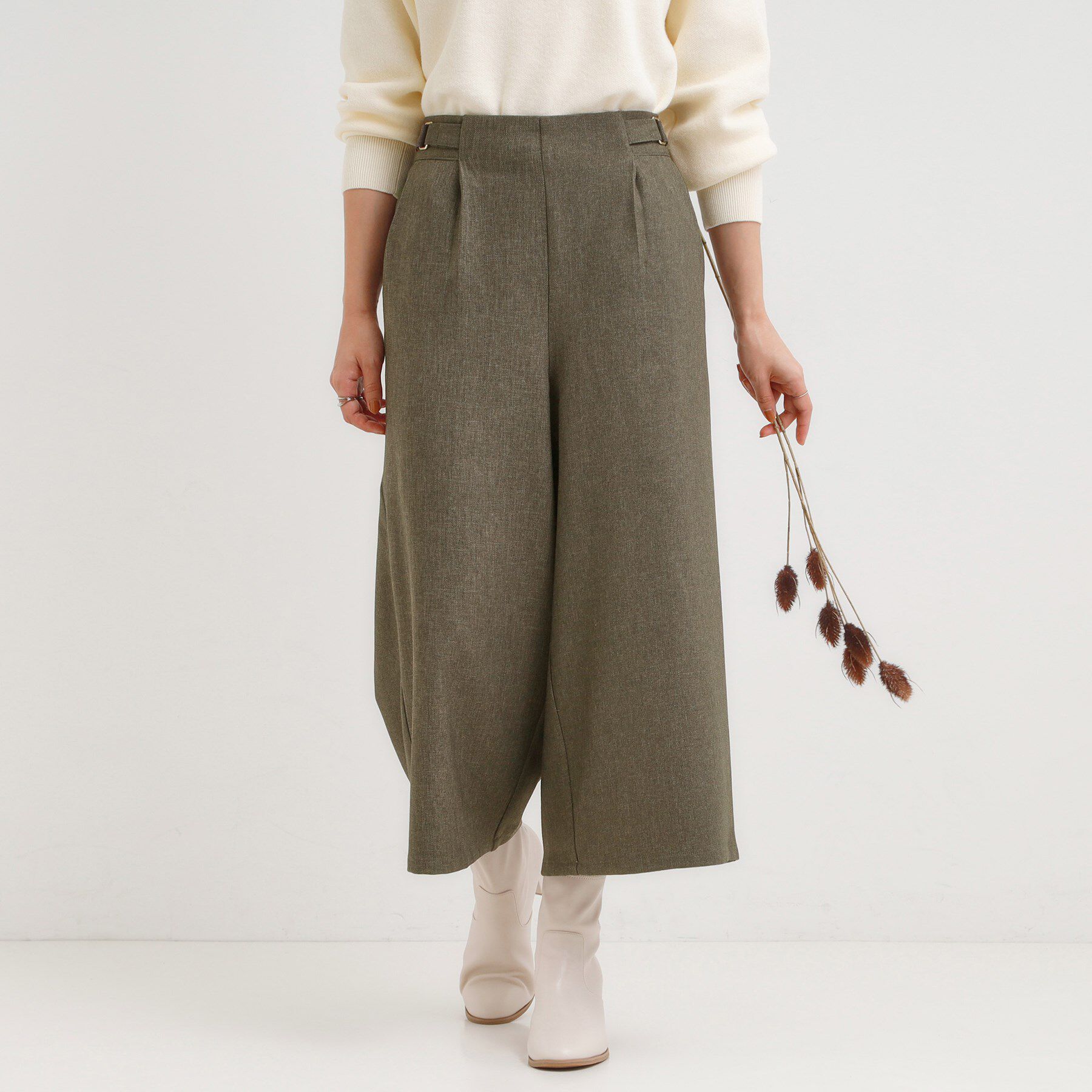 SHOO･LA･RUE「【S-LL】ウエストデザインガウチョパンツ」|その他|トープ(054)