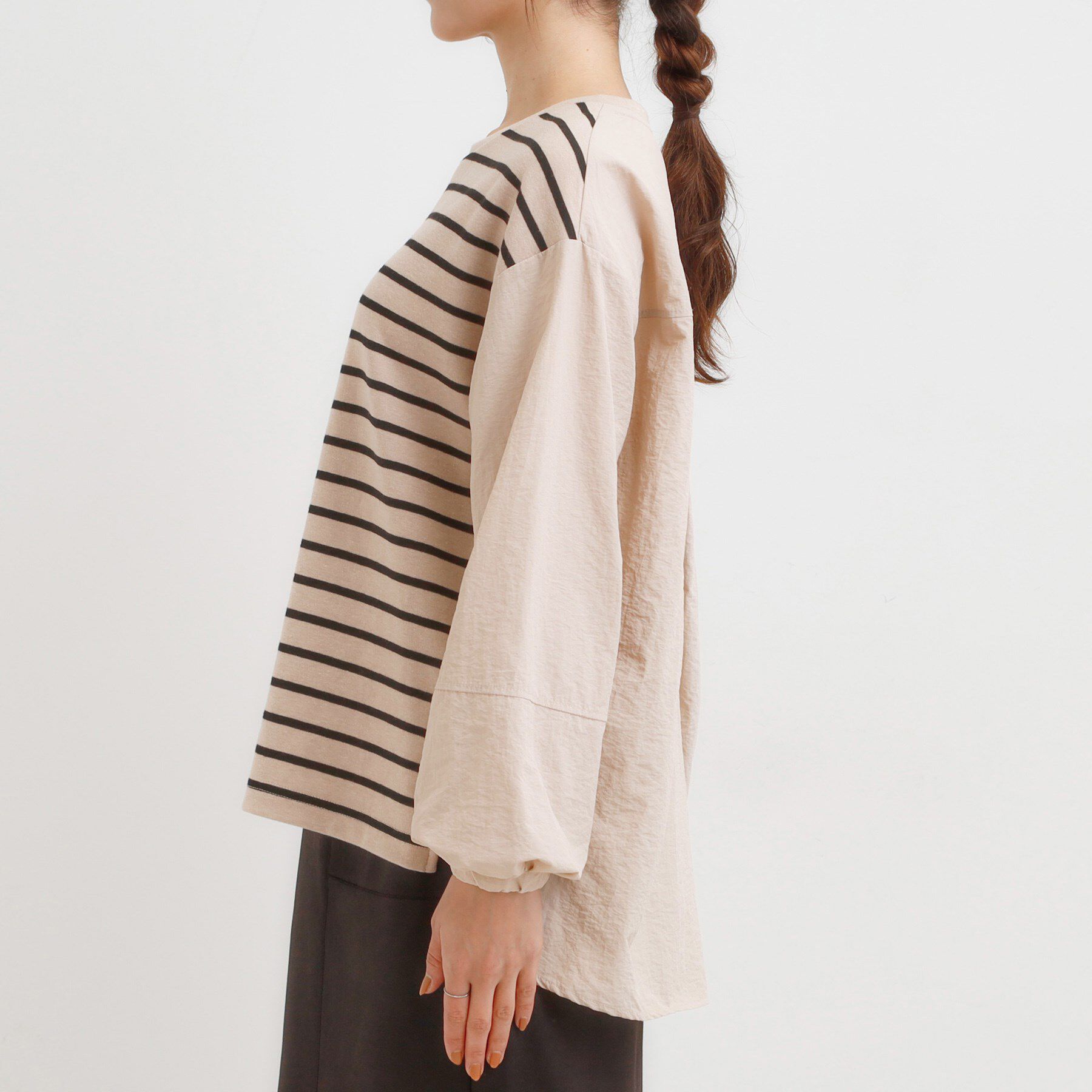 SHOO･LA･RUE「【洗える/S-LL】背中タック入り パフ袖プルオーバー」|Tシャツ・カットソー|