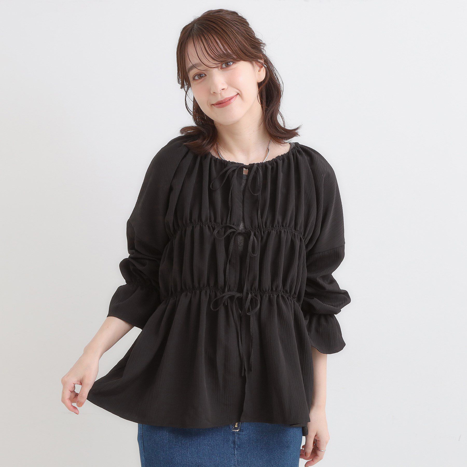 SHOO･LA･RUE「シャーリングデザインブラウス」|シャツ・ブラウス|