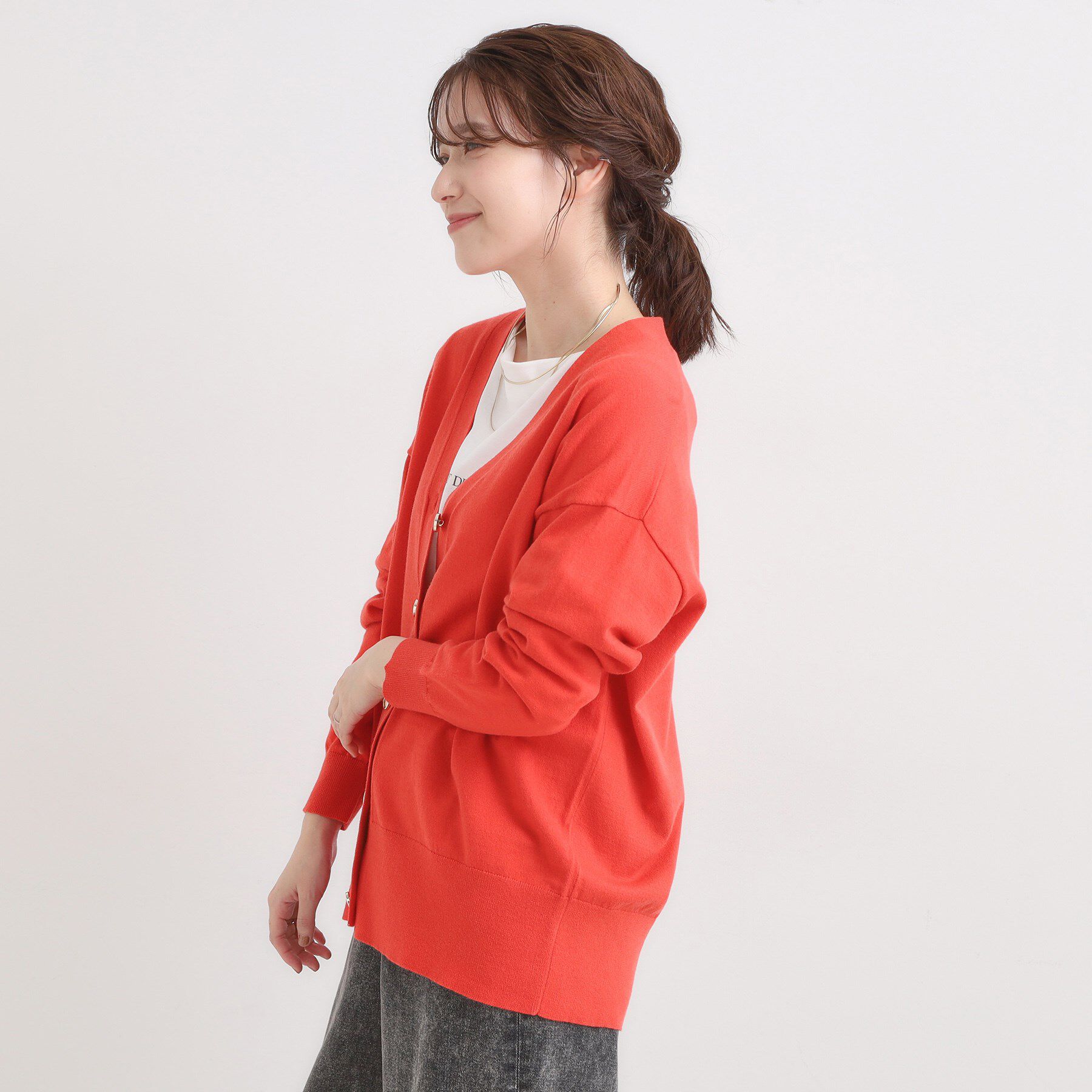 SHOO･LA･RUE「【洗える】もちもち ミドル丈ニットカーディガン」|カーディガン|