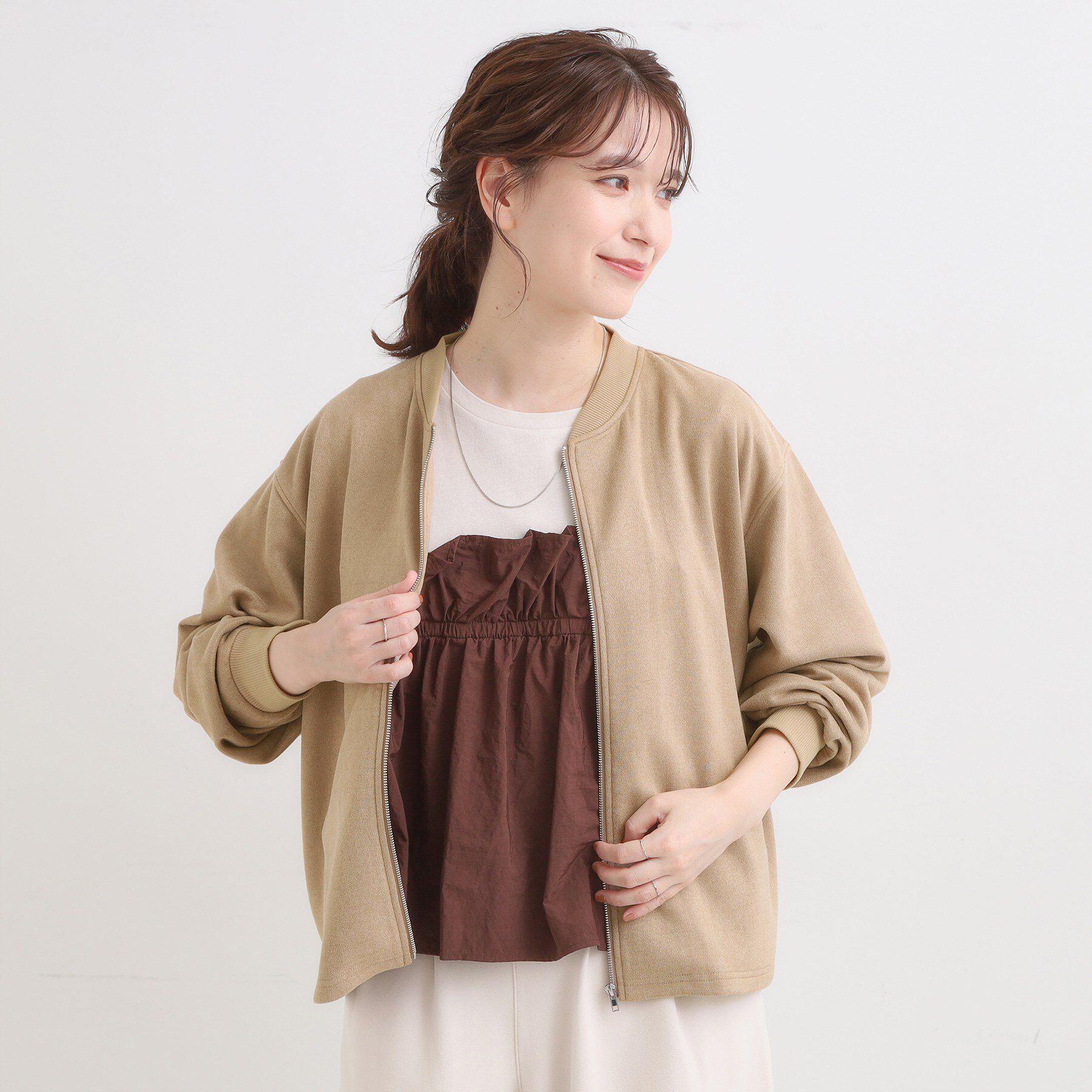 SHOO･LA･RUE「【S-LL】柔らかくて軽い さっと羽織れるフェイクスエードブルゾン【CIRCRIC】」|カーディガン|