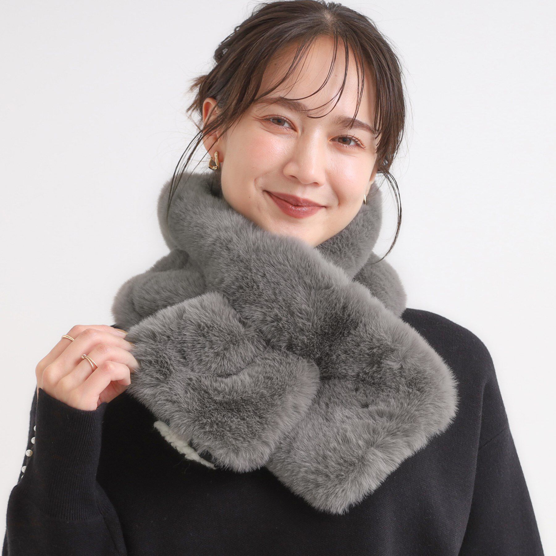 SHOO･LA･RUE「リバーシブルフラワーファーティペット」|ストール|