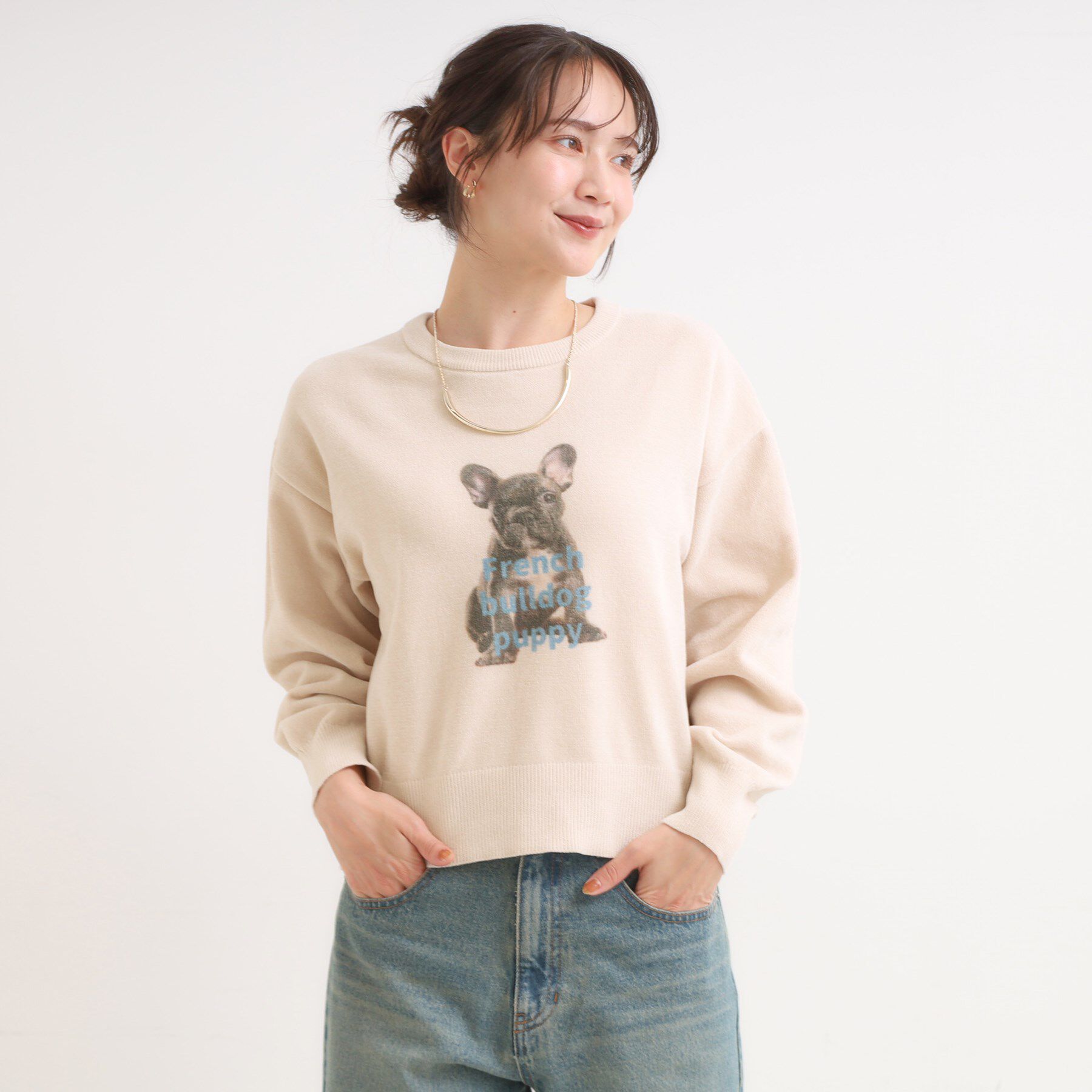 SHOO･LA･RUE「【S-LL】アニマルプリントが目を惹く 柔らかモールニット」|ニット・セーター|