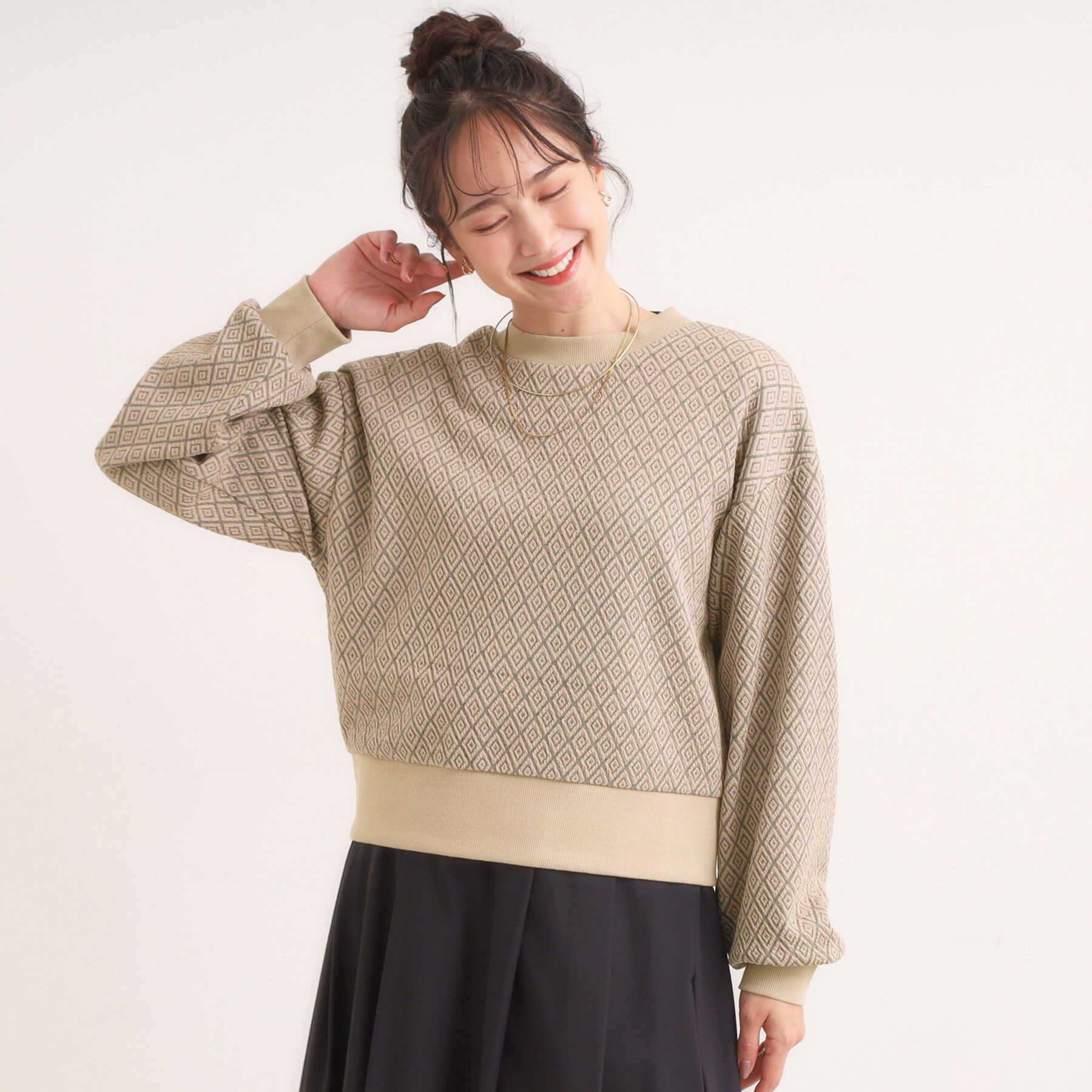 SHOO･LA･RUE「【前後2WAY】柄と配色で差がつく ふくれジャカードカーディガン」|カーディガン|