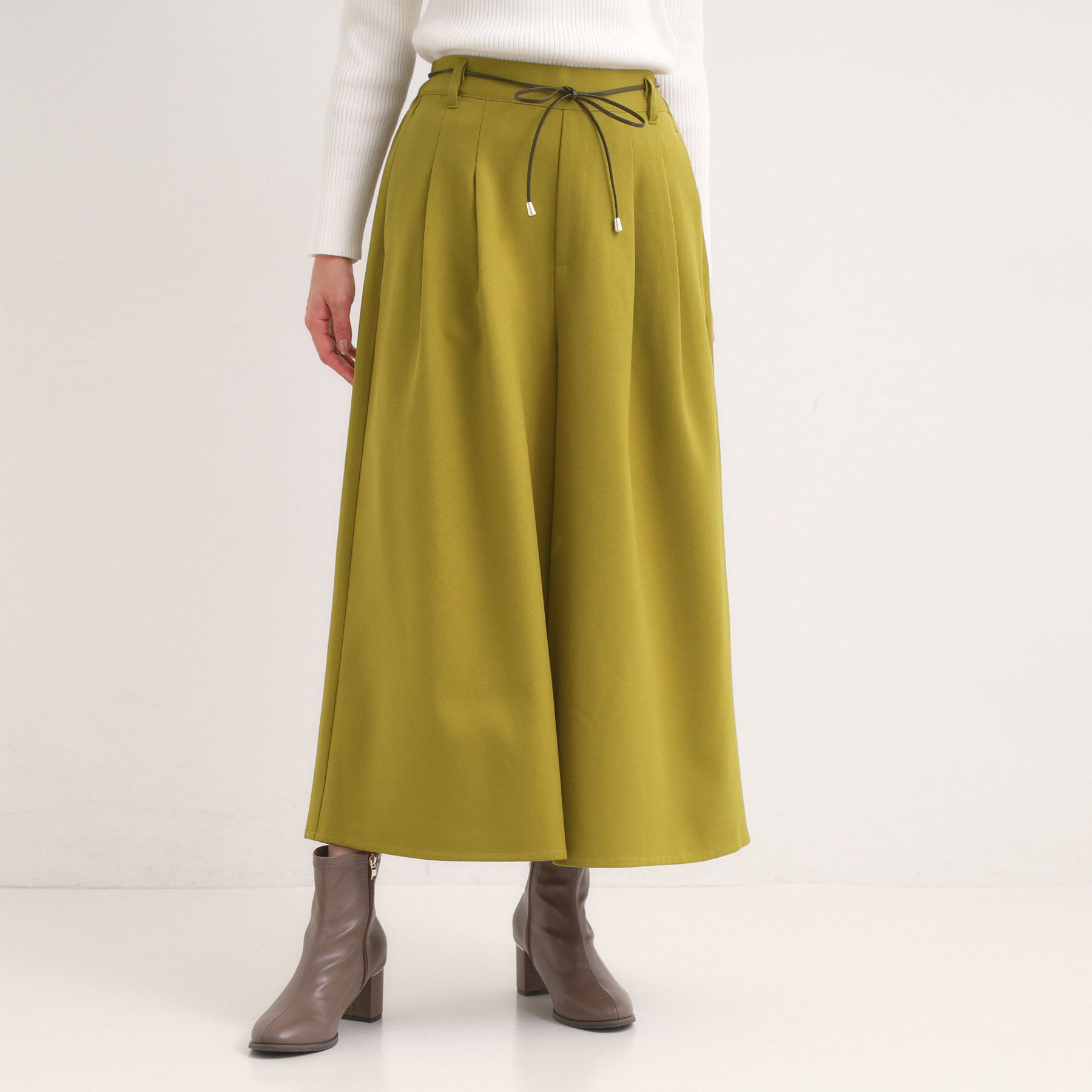 SHOO･LA･RUE「【S-LL/2点セット】脚のラインを拾いにくい ベルト付きタックスカーチョパンツ」|その他|